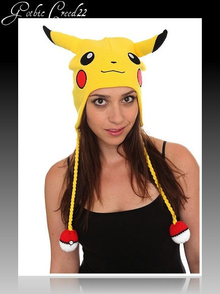 Pokémon Hat Pikachu Beanie Ears Poke ball Tassels VTG Hot Topic 2011 NEW UNISEX