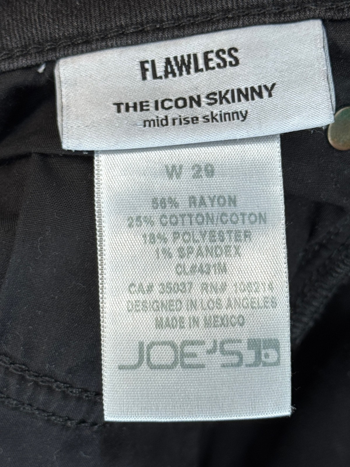 Joe’s Jeans Flawless “The Icon Skinny” Mid-Rise Black Jeans – Women’s 24 🖤