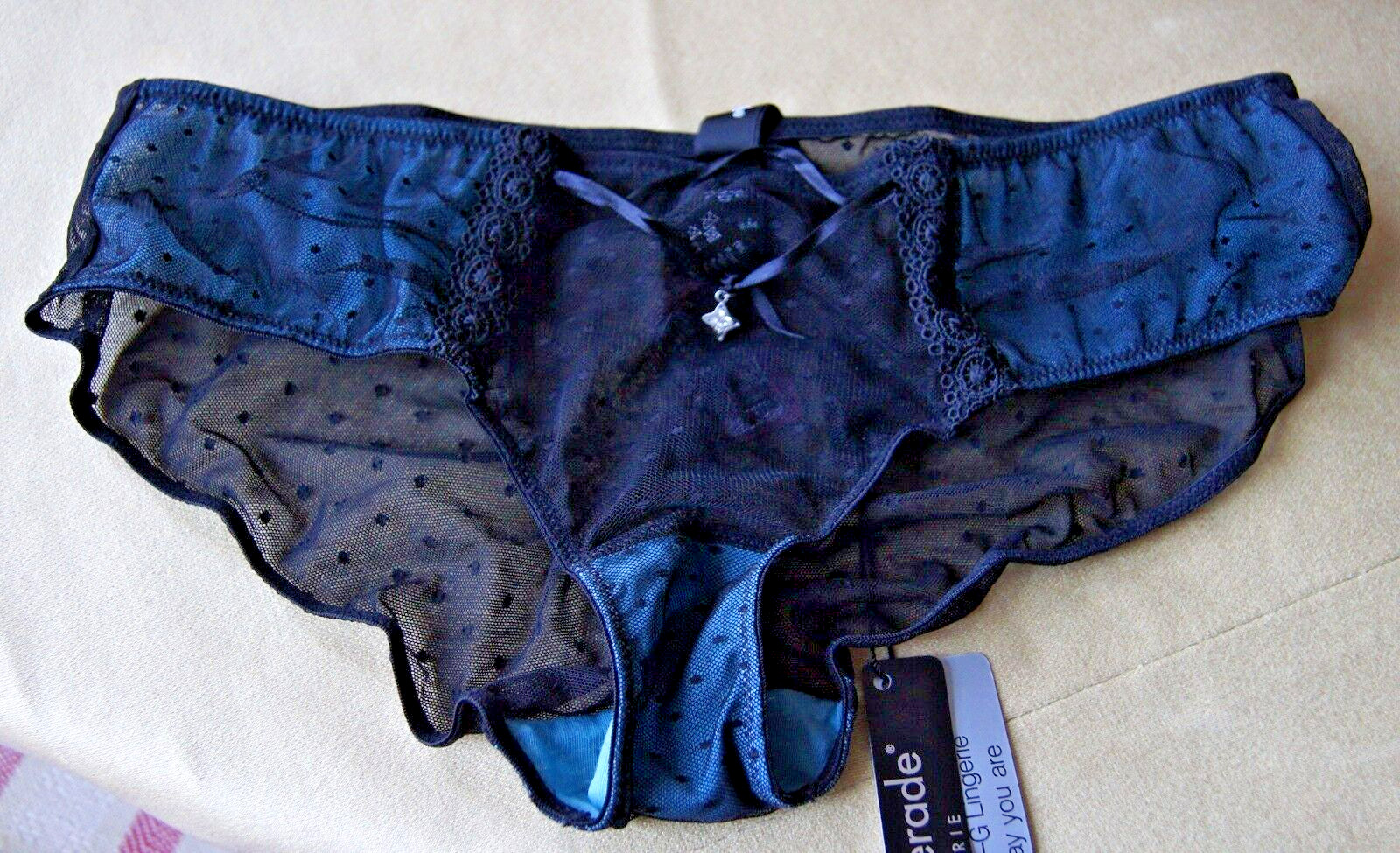 Masquerade COQUETTE Hipster Sheer Shorts In Black & Teal Small