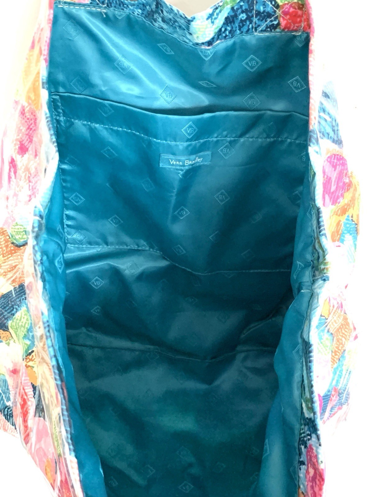 Vera Bradley Superbloom City Shopper Vinyl Tote Bag Pink Blue Floral 14 x 20.5″