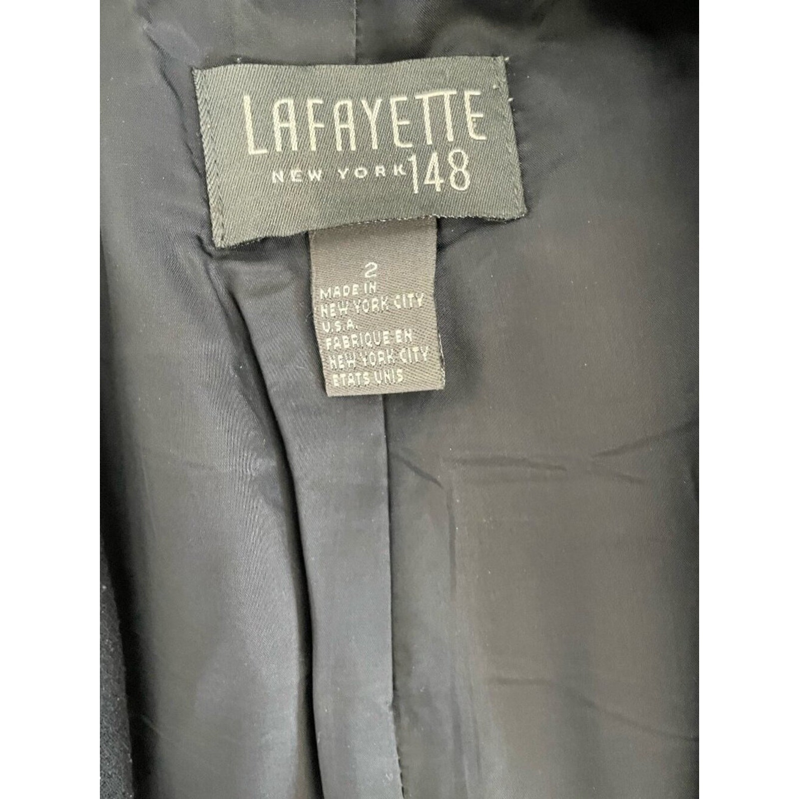 Lafayette 148 New York Wool Blend Speckled Black Blazer Sz 2