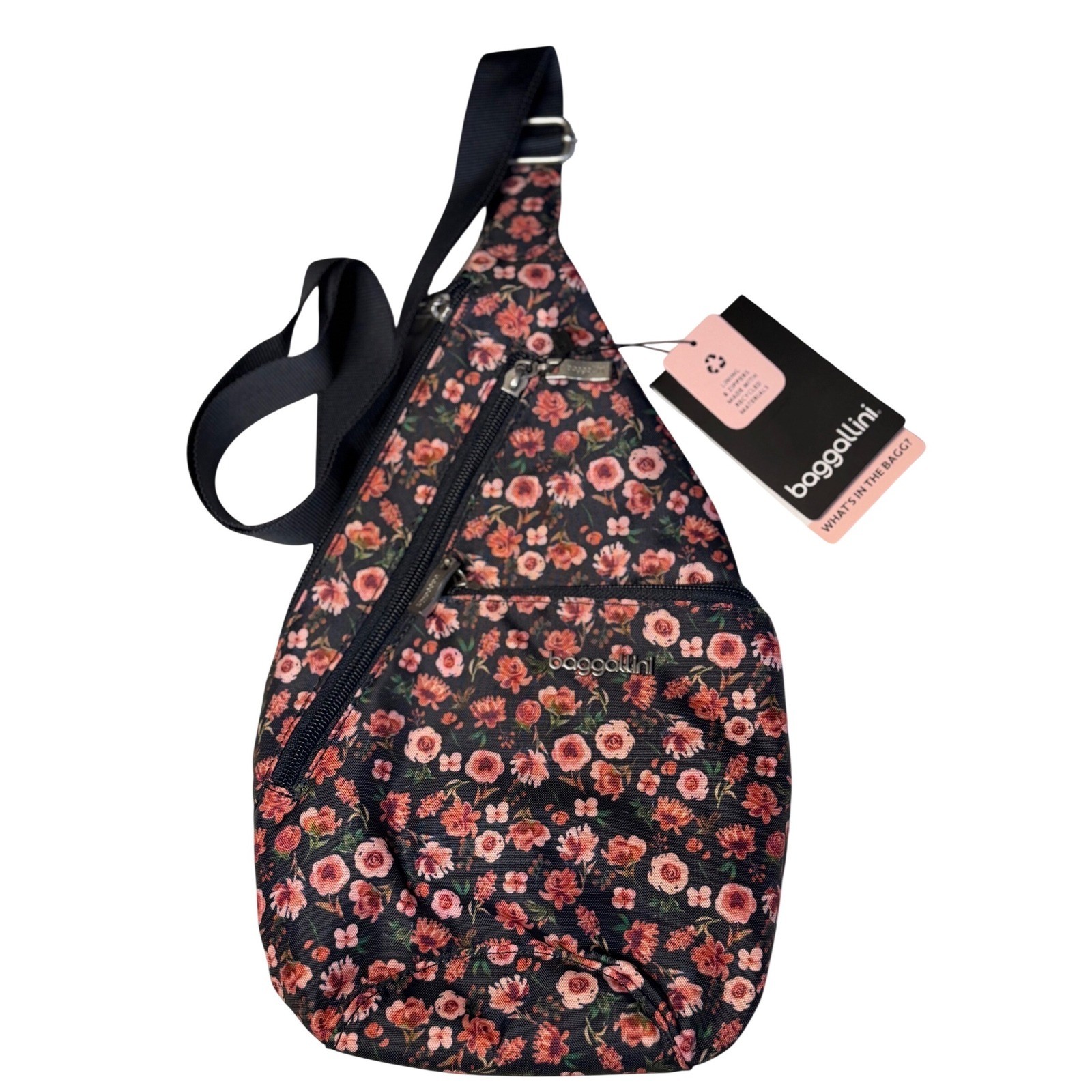 Baggallini Mini Sling Bag Autumn Peony Floral Crossbody Travel Backpack Comfort