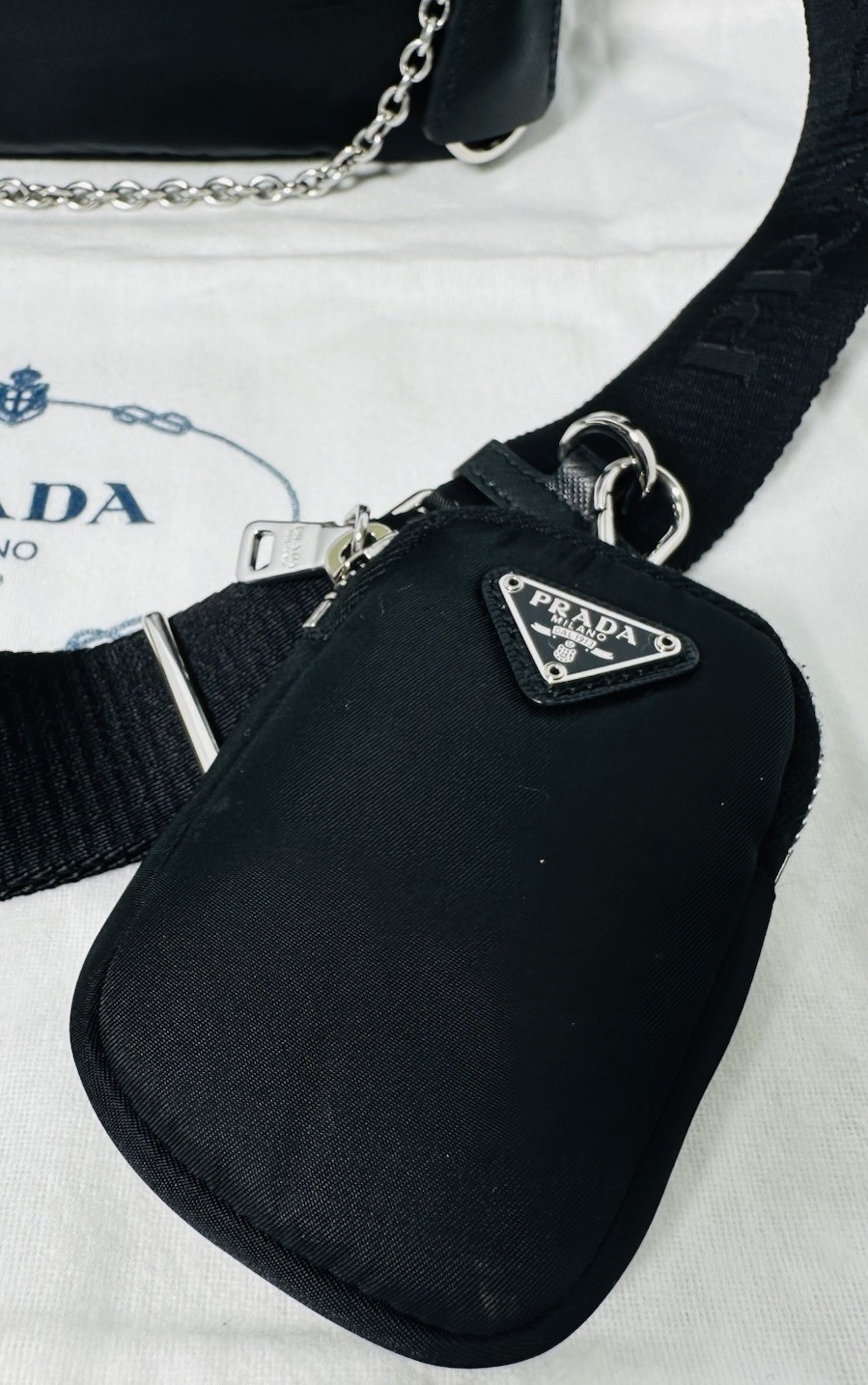 Authentic PRADA RE-Edition 2005 Shoulder Bag Black Nylon