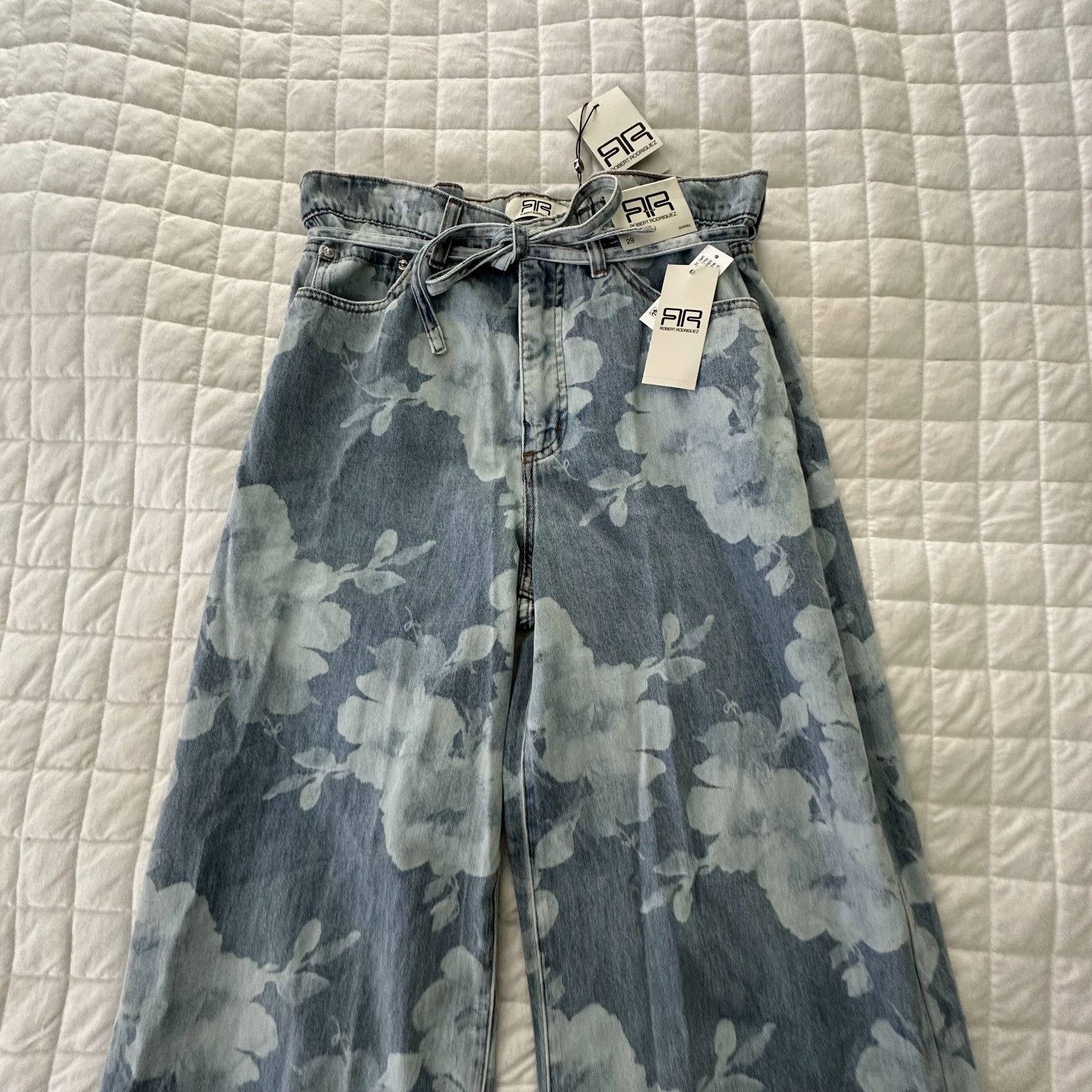 Rober Rodriguez Jeans Womens 29 Slouchy Wide Leg Rose Bouquet Print Modern Boho