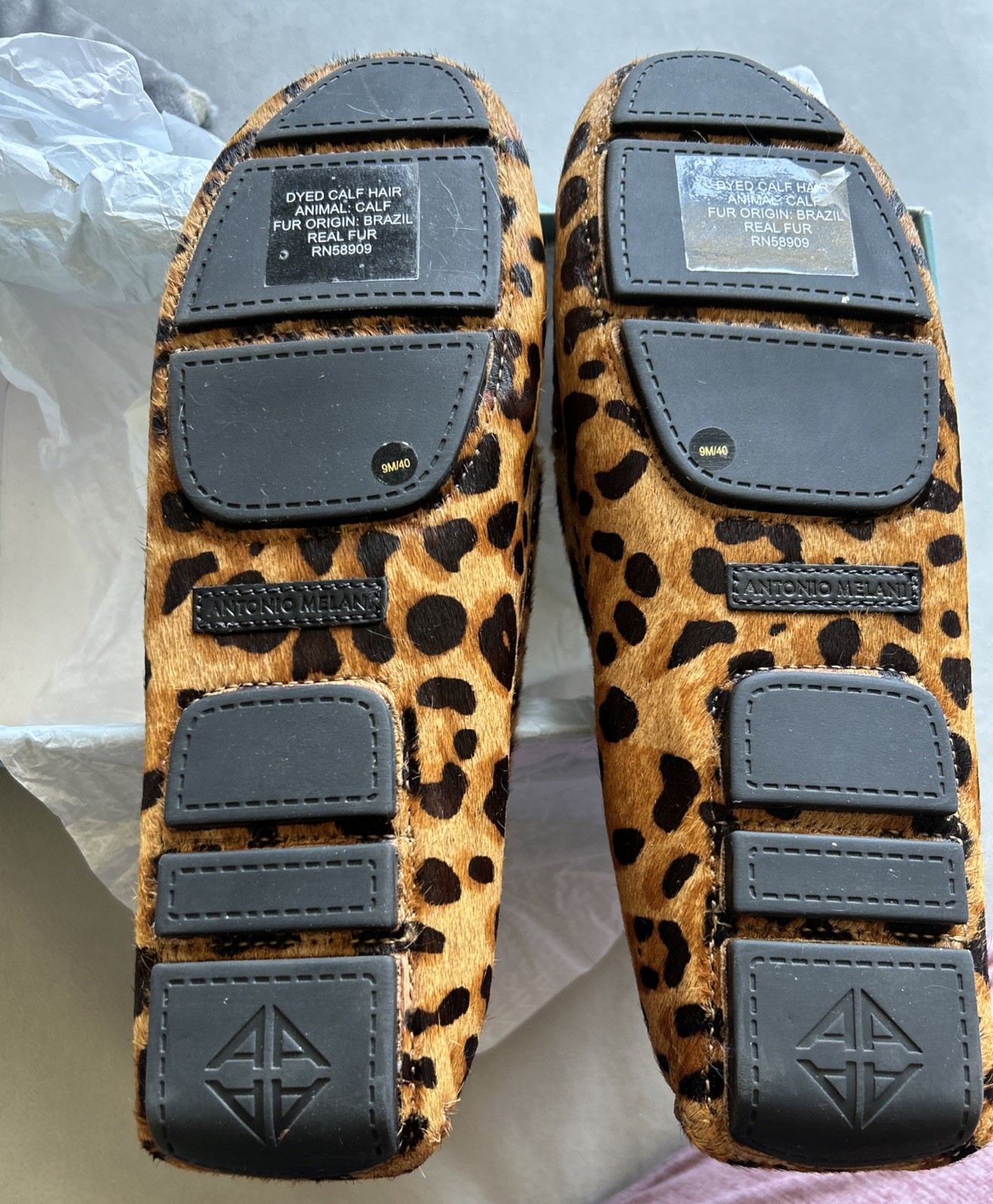 Antonio Melani Colbert Tan Multi Bovine Hair Leather Lining Flats 9 New In Box