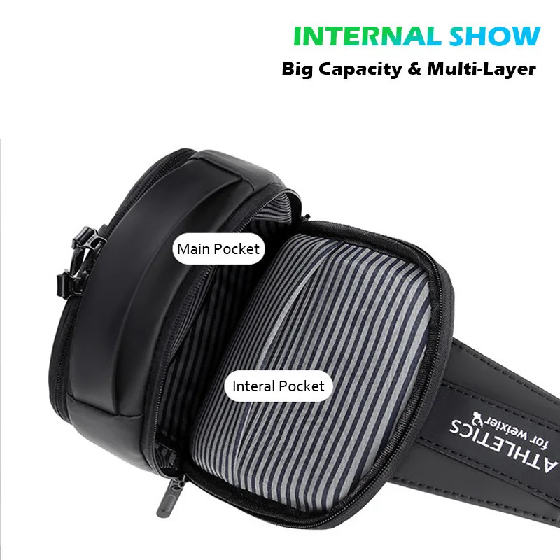 Durable Oxford Fabric Men’s Sling Bag Stylish Motorcycle Crossbody Chest Pack wi