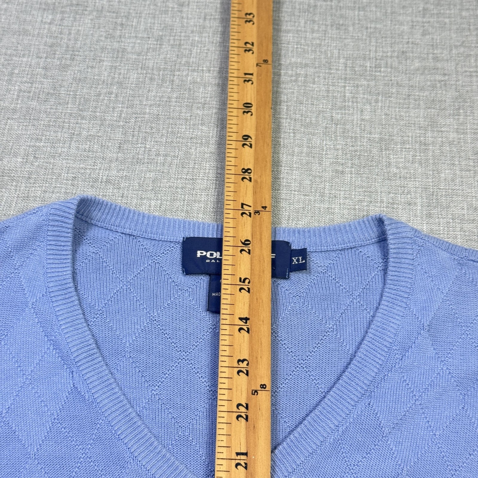 Polo Golf Ralph Lauren Argyle V-Neck Sweater Vest Mens XL Blue Embroidered