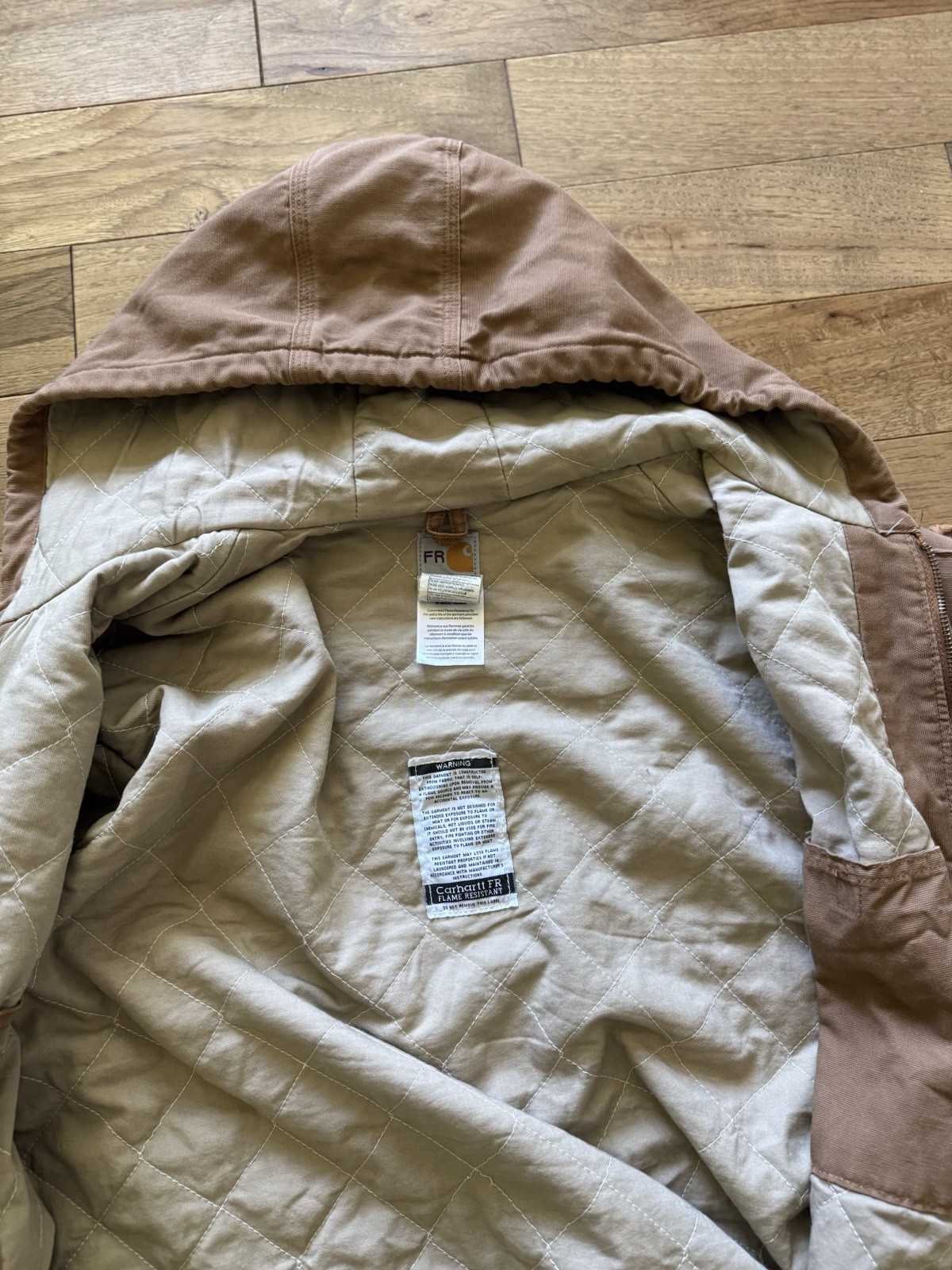 Carhartt J237 FRJ BRN Flame Resistant Hooded Jacket XL 2009 Full Zip Workwear