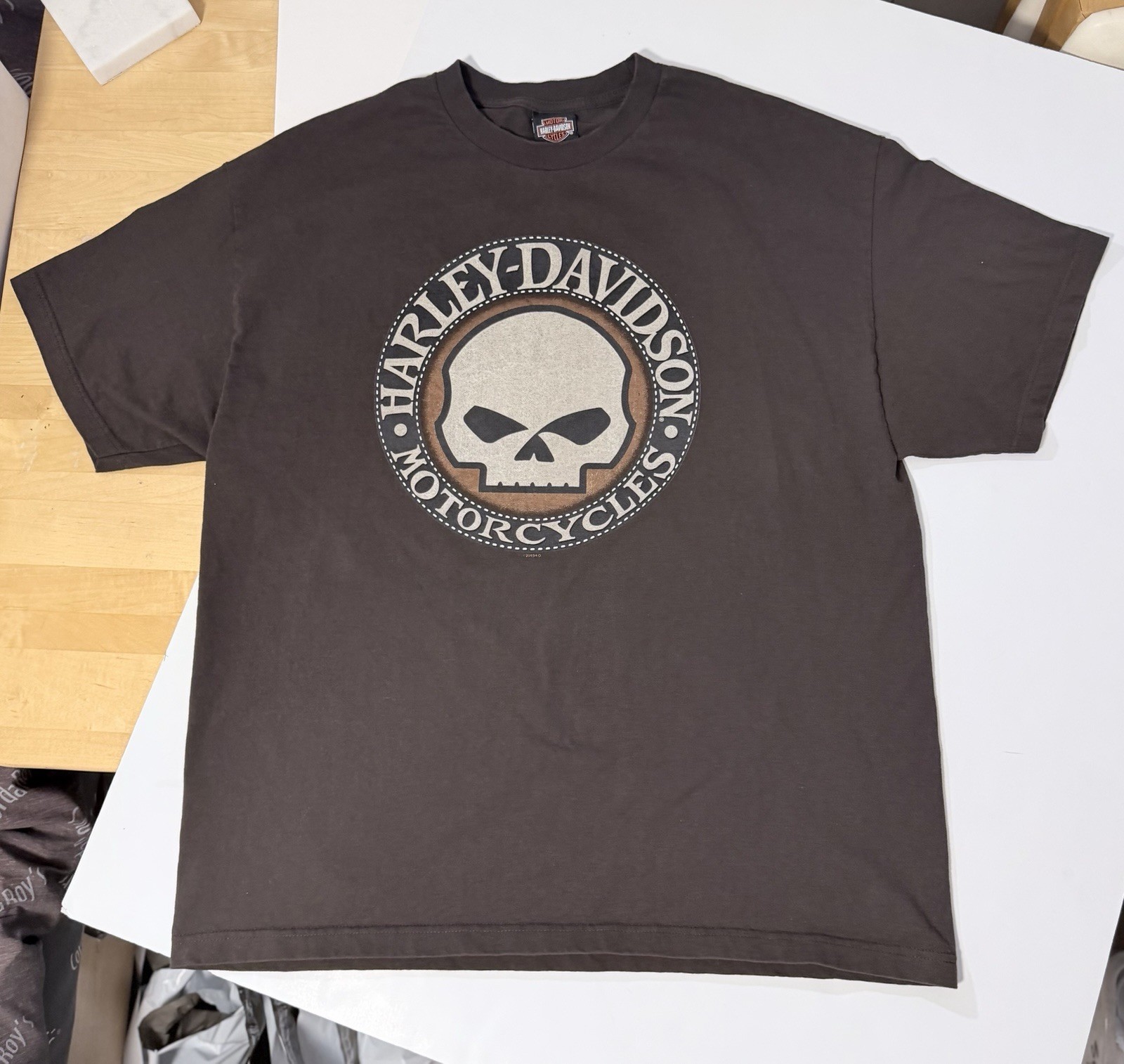 Harley Davidson Skull Logo T Shirt 2XL Brown Outpost Pueblo CO Dealer 2015