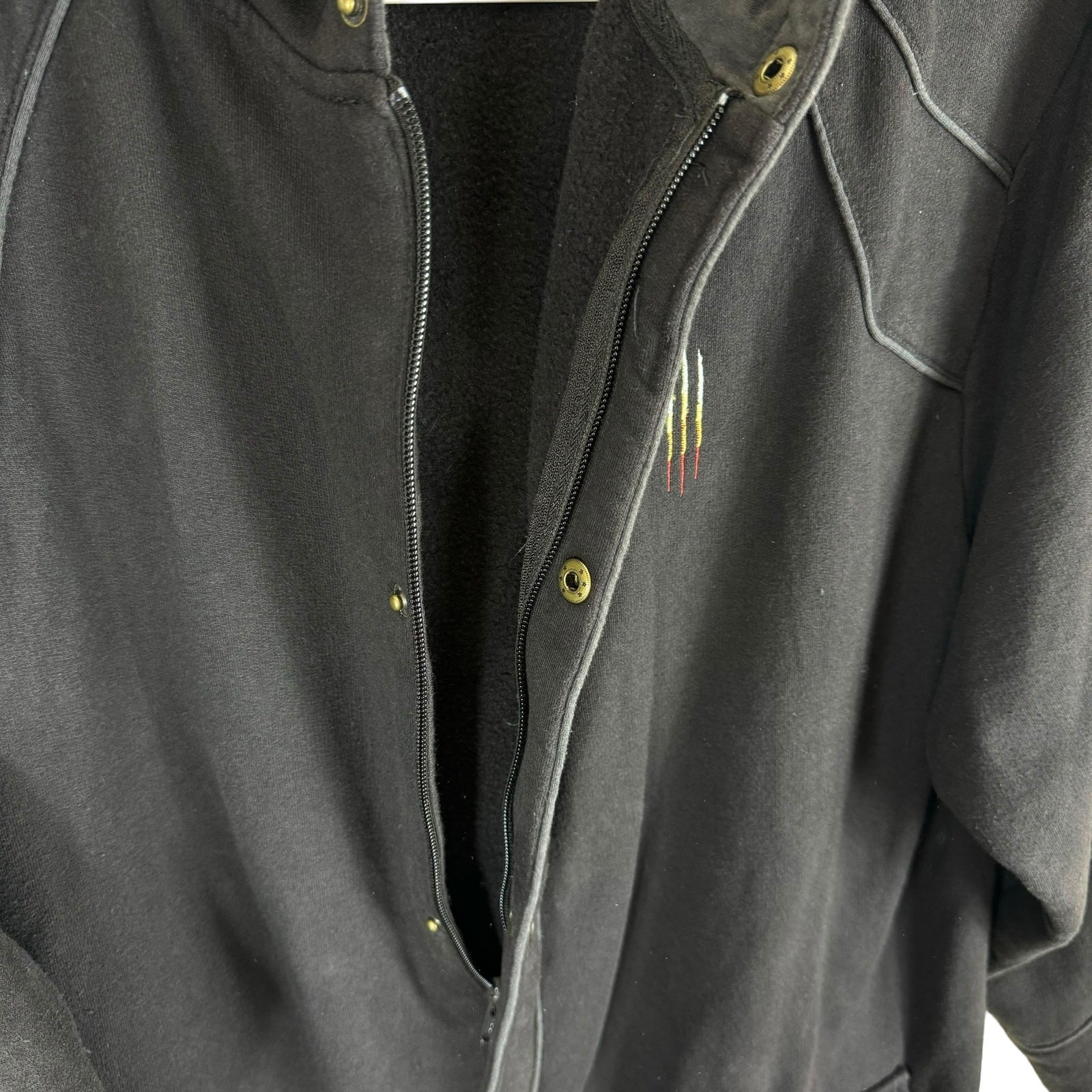 Jinx Black Long Sleeve Hooded Long Fitting Full Zip Snap Sweatshirt Jacket 2XL