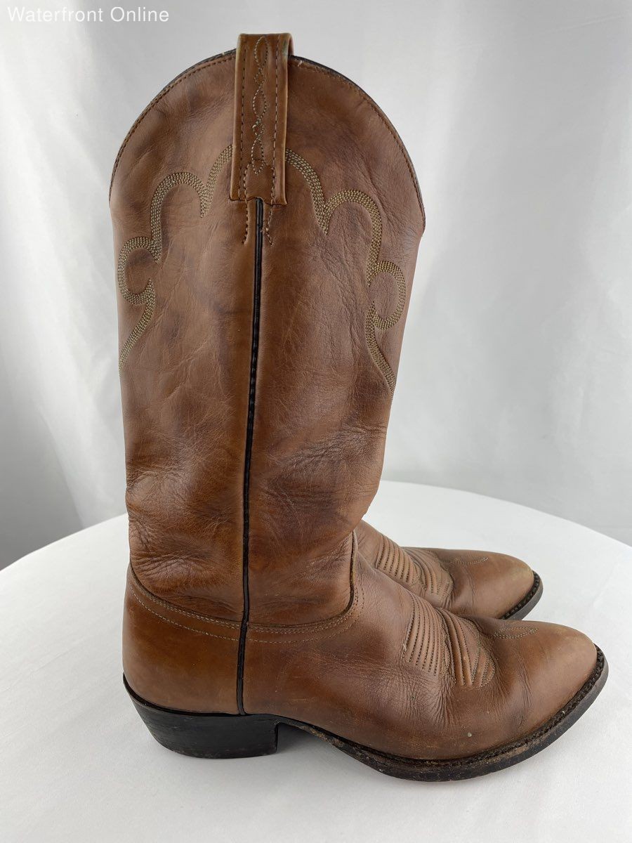 J. Chisholm Brown Leather Cowboy Western Boots Men’s 9D USA