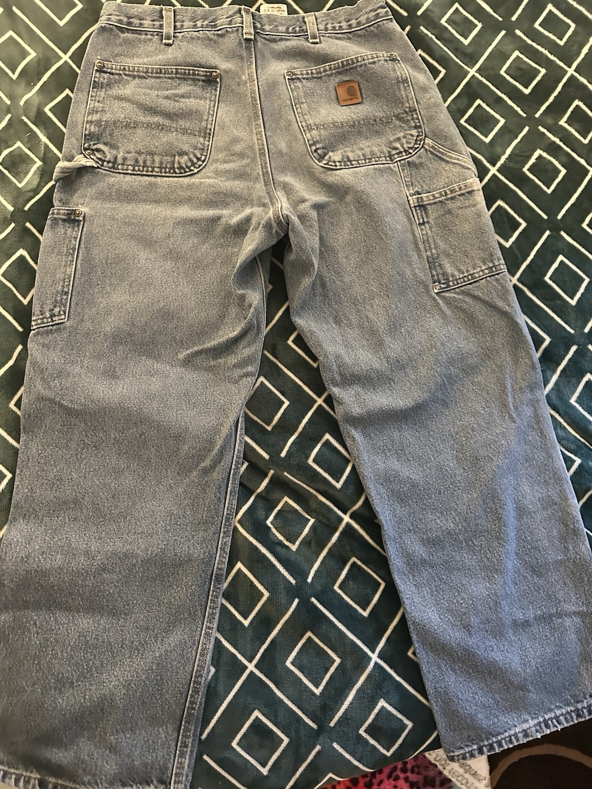 VTG Carhartt Double Front Knee Denim Carpenter Jean Dungaree Size 33×30