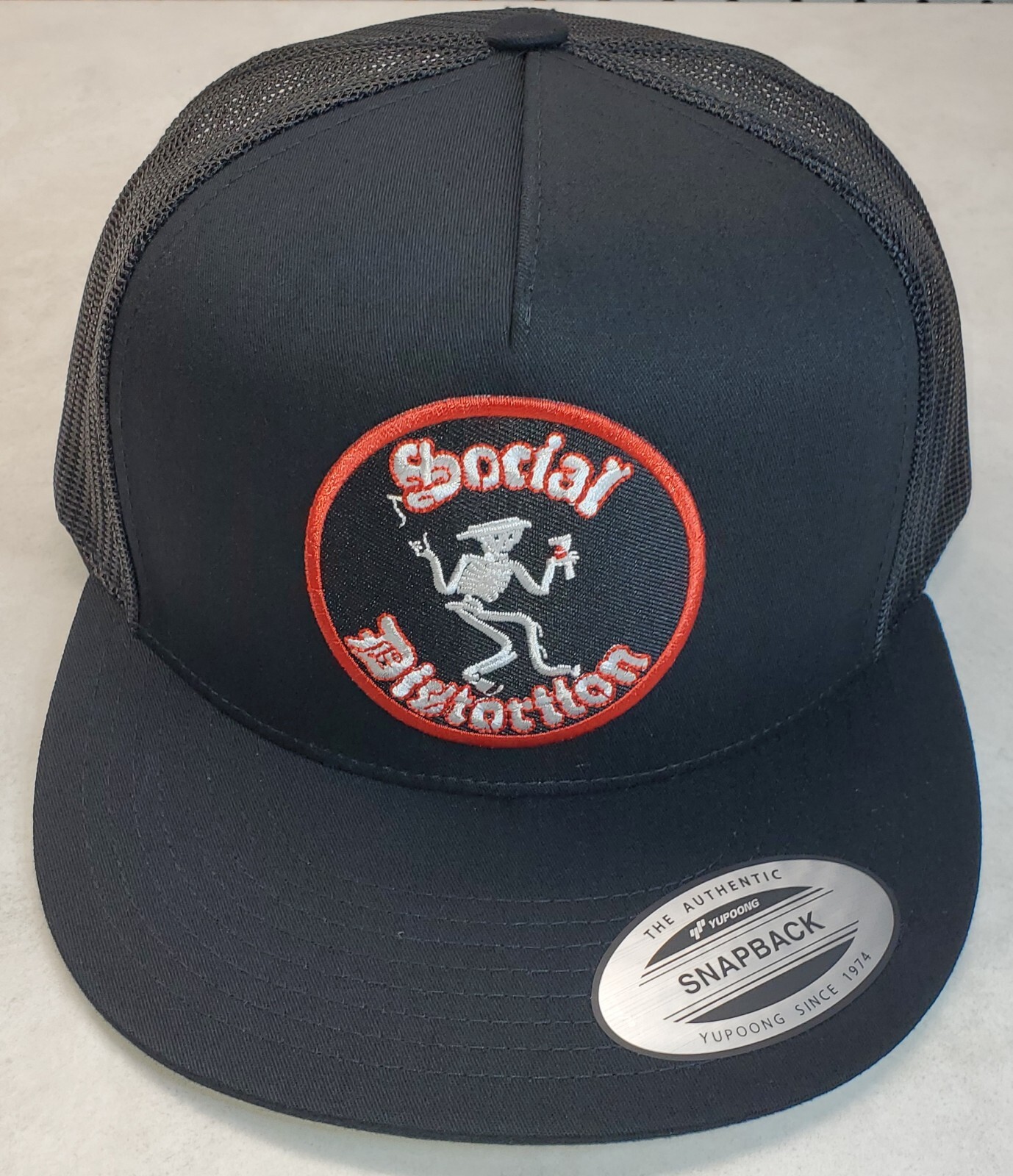 Social Distortion Patch Trucker Hat Yupoong/YP Classic 6006 Snapback Black/Black