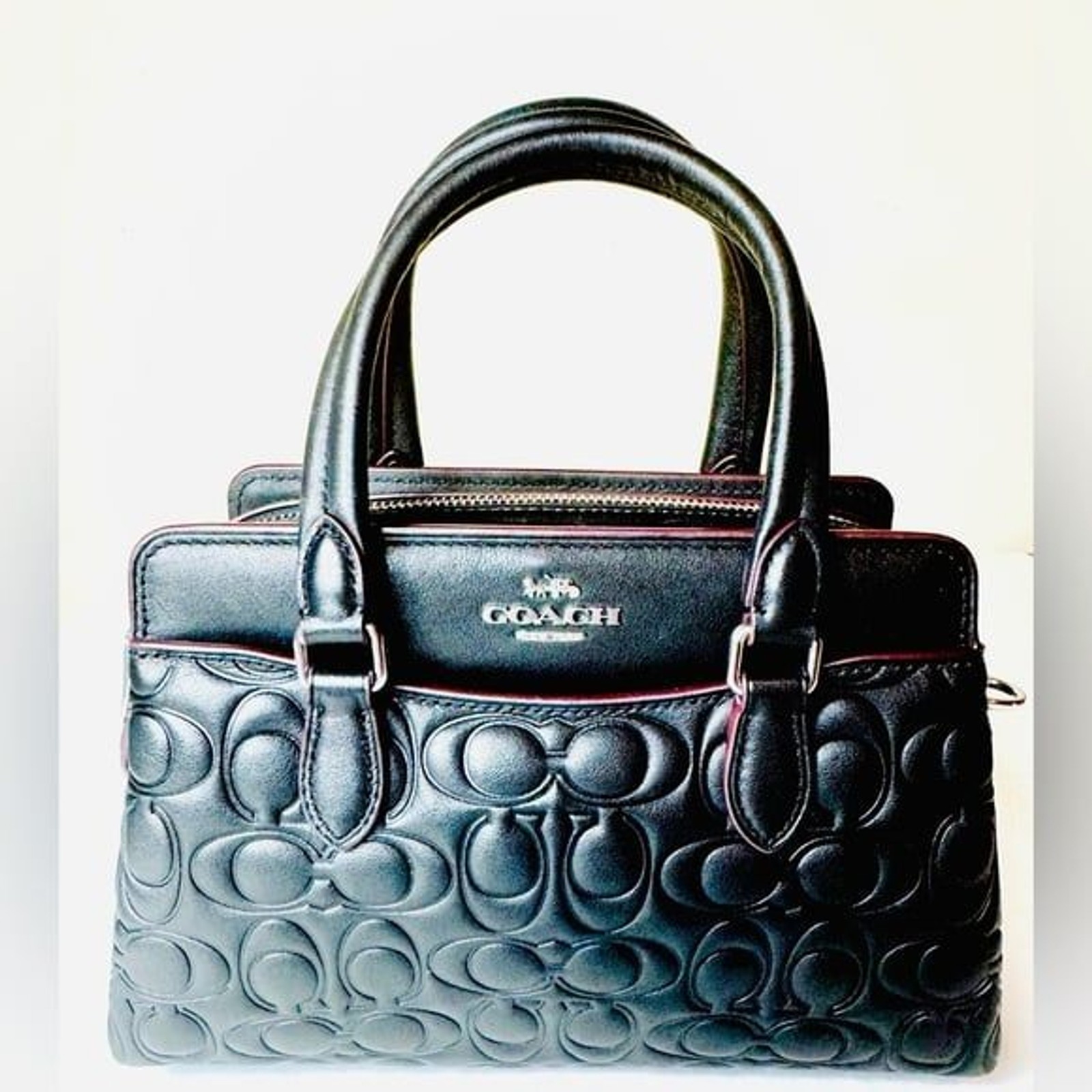 Coach Mini Darcie Carryall Bag br In Blocked Signature Canvas Black