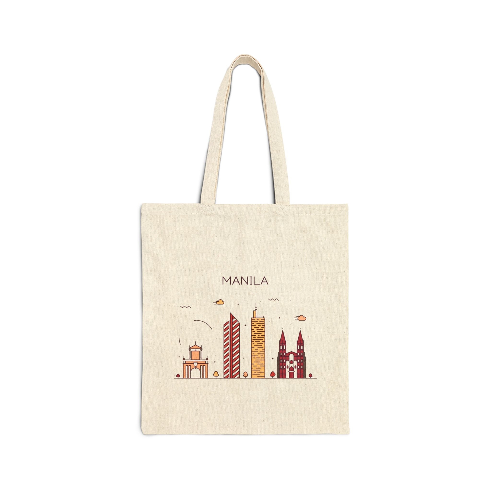 Manila Philippines Skyline Cotton Canvas Tote Bag, Eco-Friendly Shopping Bag