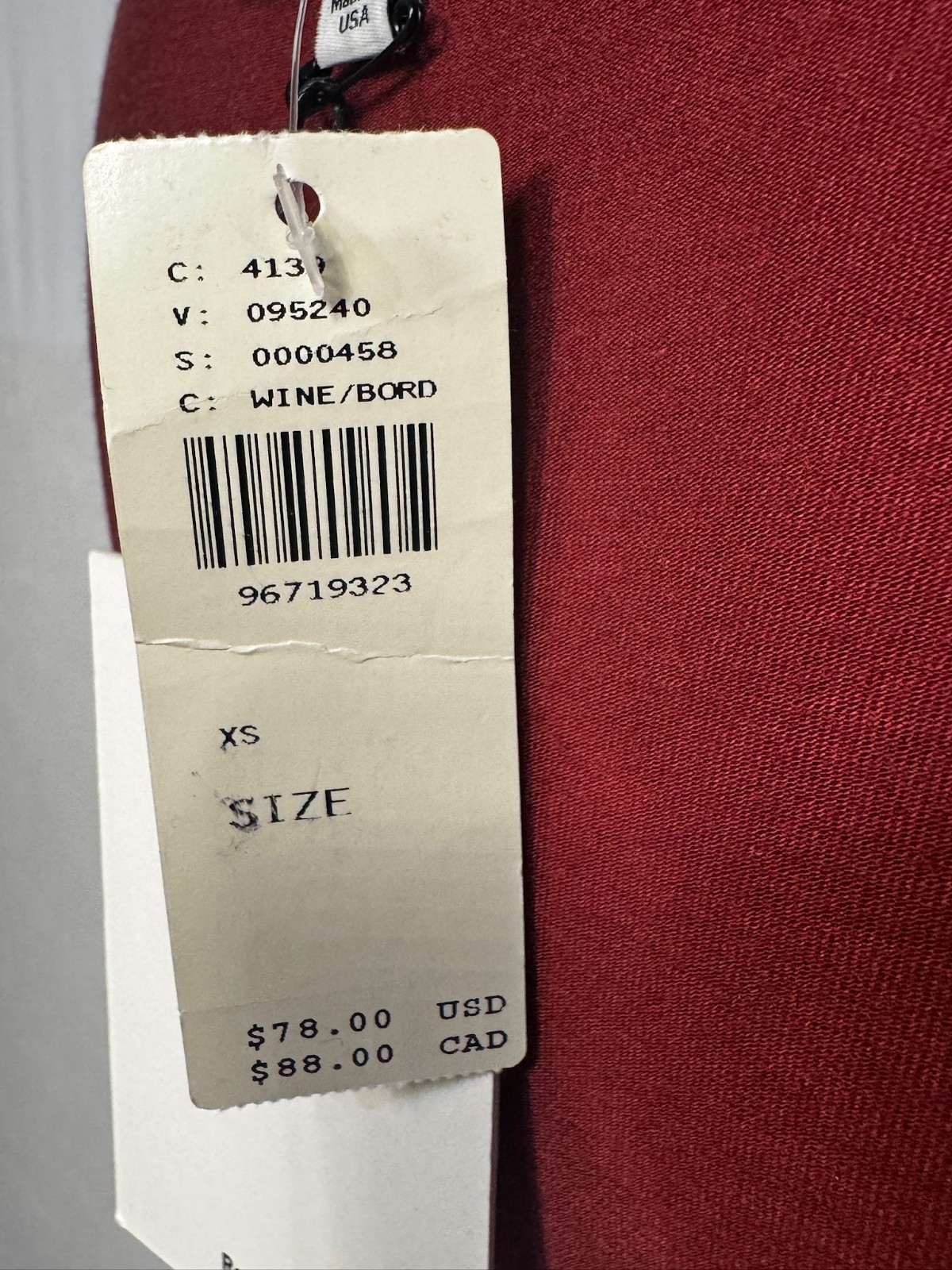Reformation Wiley Knit Top XS Wine Red Long Sleeve Scoop Neck NWT