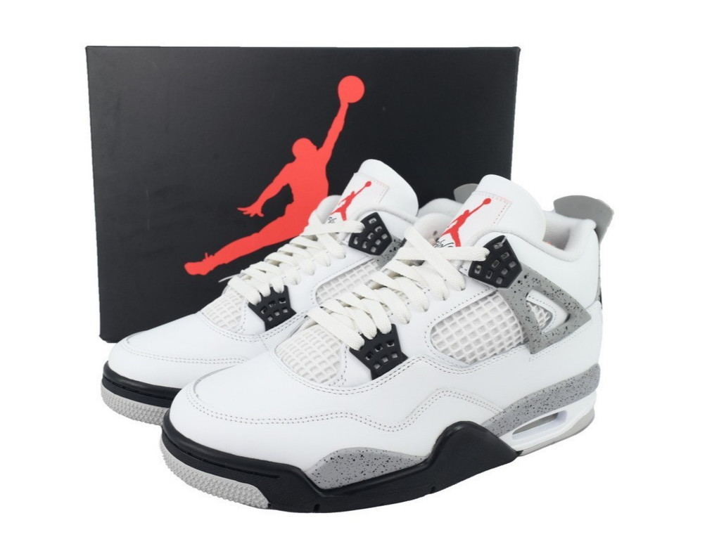 Jordan 4 “White Cement” Men’s Retro OG Basketball Shoes Mid Top US 7-12