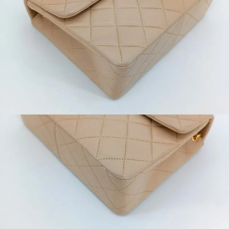 CHANEL Vintage Beige Lambskin 20cm Mini Square Flap Bag