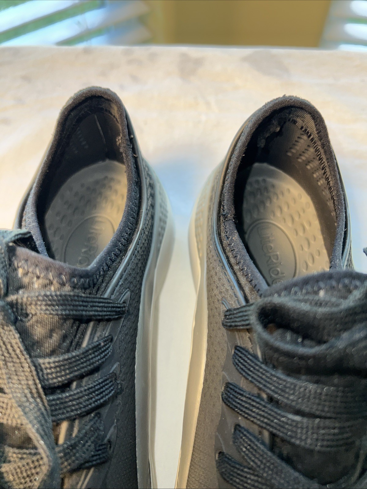 Crocs LiteRide 360 Pacer Black Slate Grey Athletic Shoe Men Sz 8 Lace Up Casual