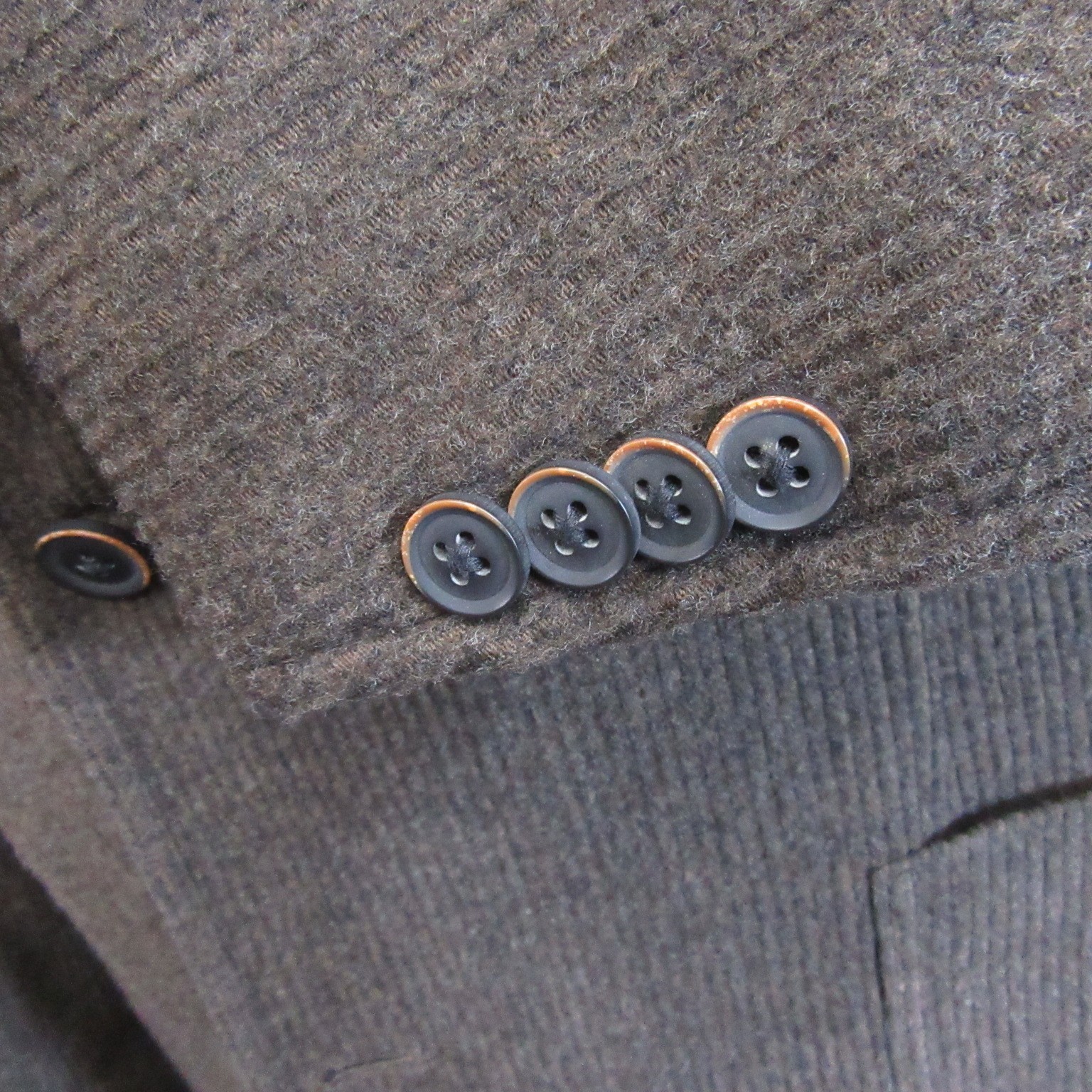 Kroon Tweed Sport Coat 46L 3 Button Brown Textured Stripe Unstructured 2 Vent