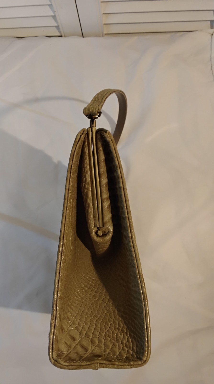 Vintage 40s 50’s Crocodile Alligator Embossed Leather Handbag Purse Bag Exotic