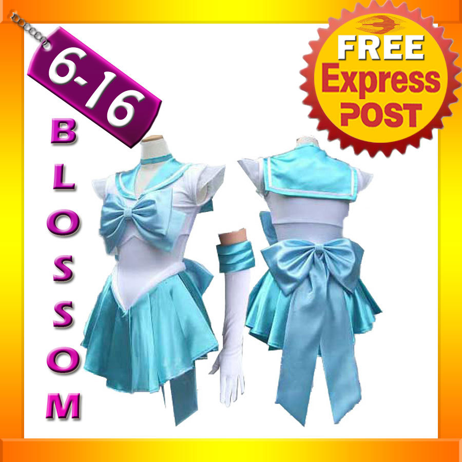 G35 Sailor Moon Mercury Costume Cosplay Uniform Fancy Dress Sailormercury Gloves