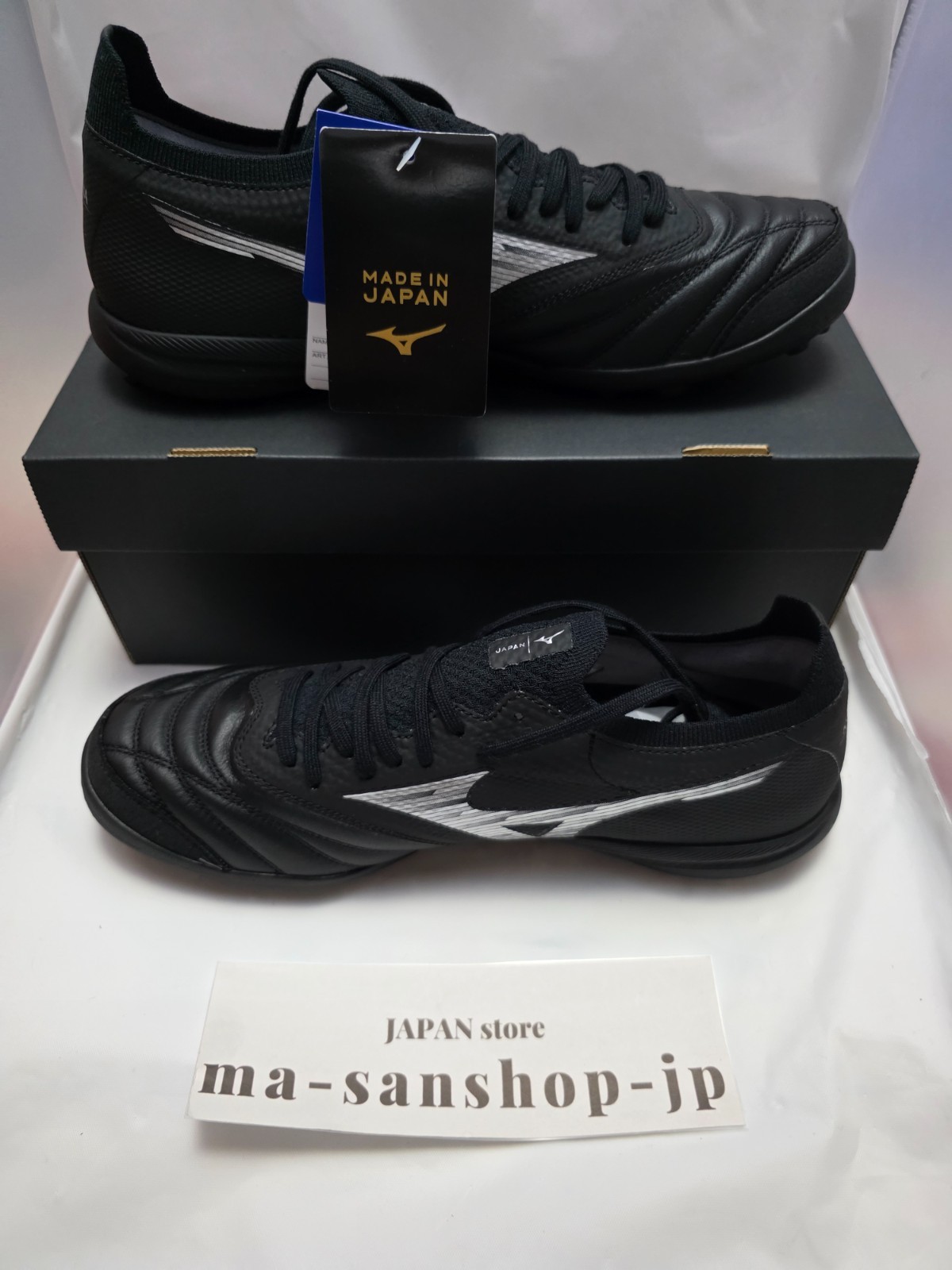 Mizuno MORELIA NEO SALA β JAPAN TF Futsal Q1GB241003 shoes Black spike width;2E