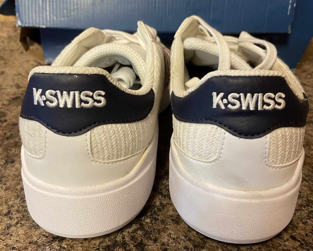 Men’s size 9.5 HERITAGE LIGHT K-SWISS RETRO KNITTED sneakers Red White Blue new