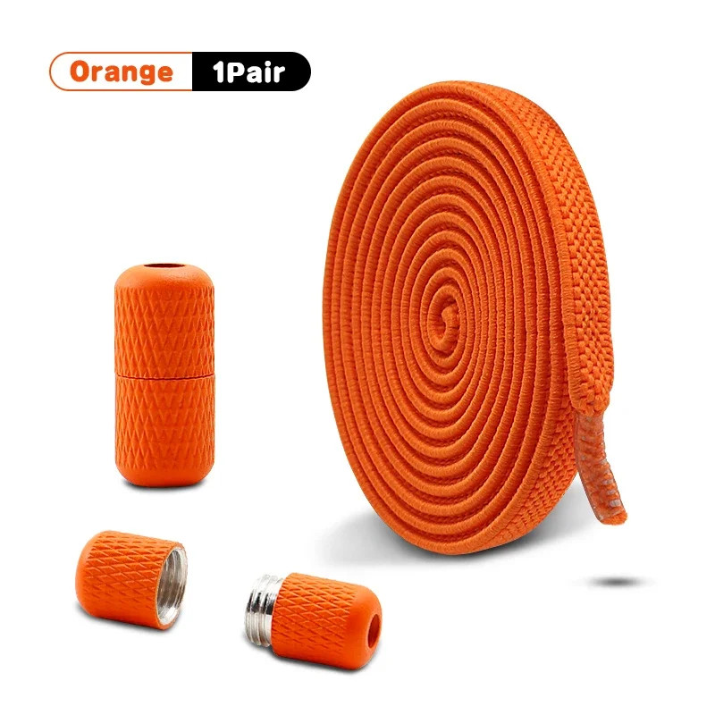 1/2 Pair Flat Elastic Shoe Laces Kids Adult Quick Shoelace Metal Capsule Buckle