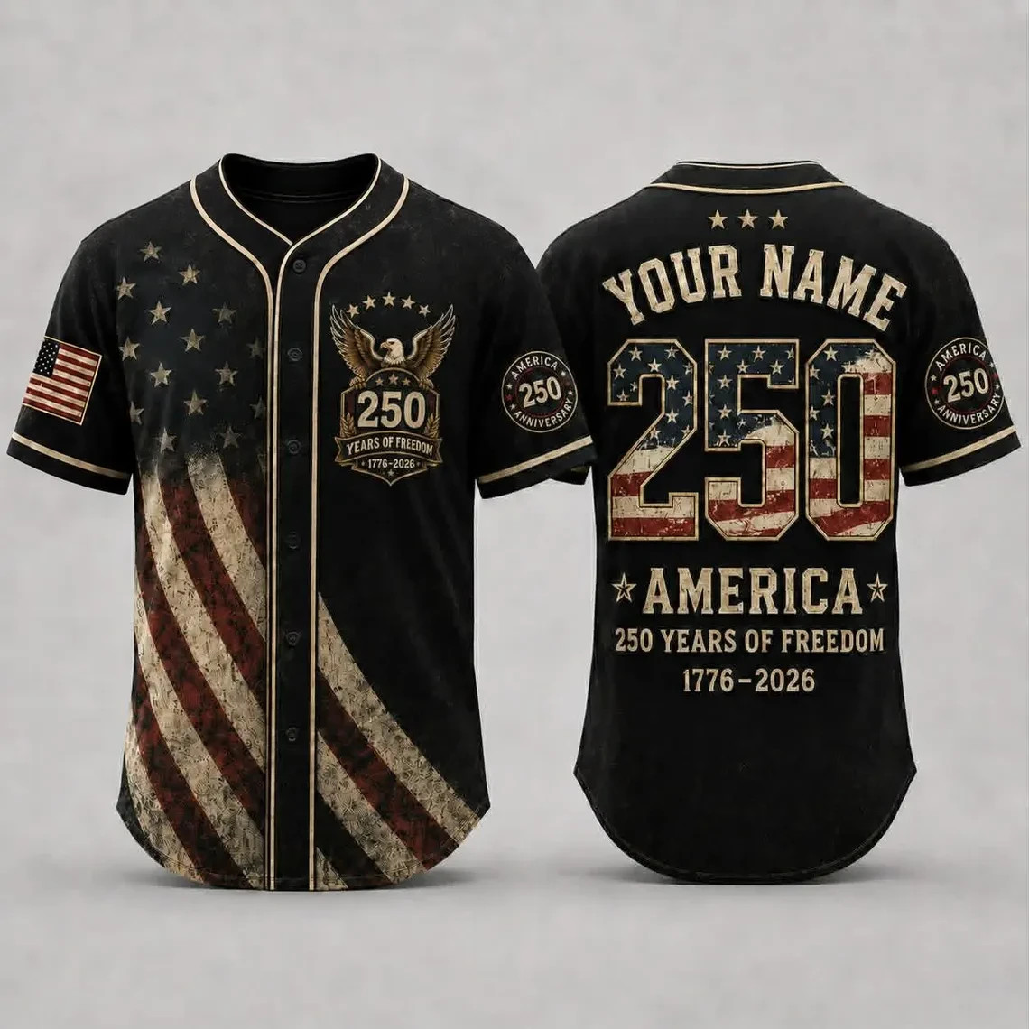 Personalized USA 250th Anniversary Baseball Jersey, Custom Name Number 1776-2026