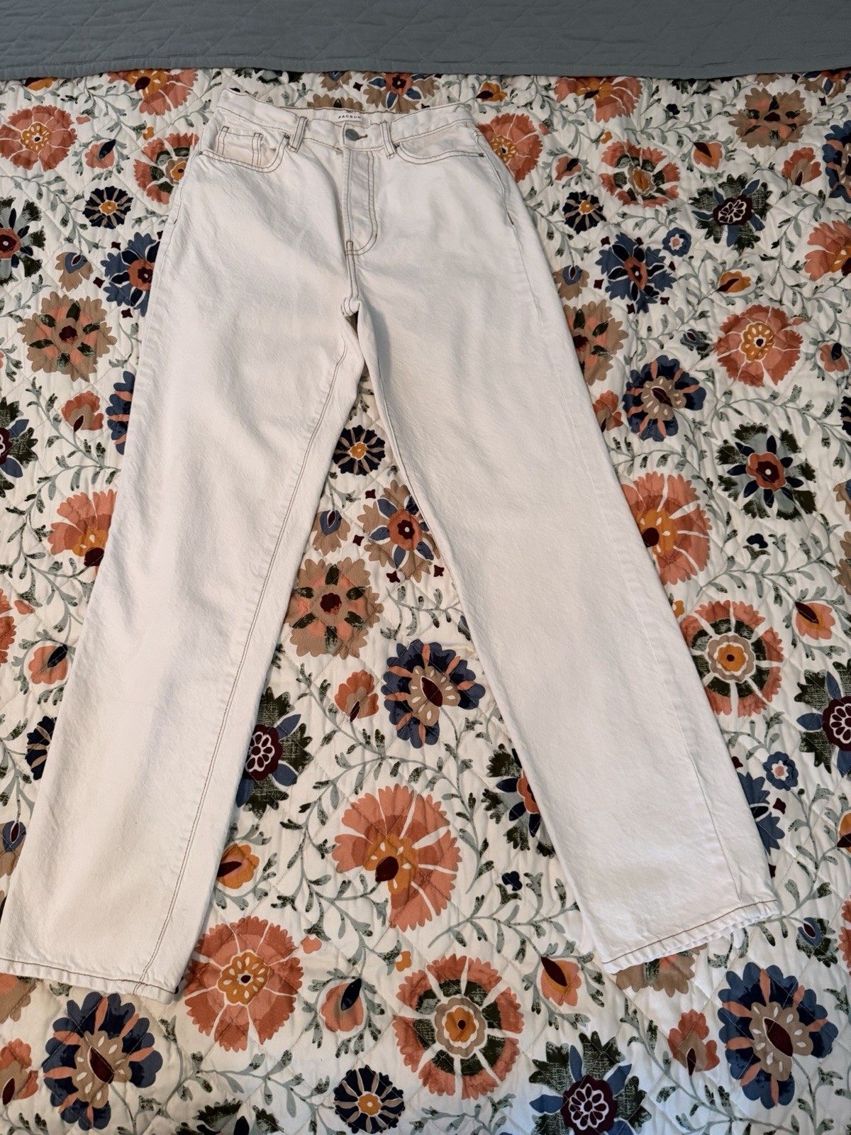 PacSun Women’s Jeans White Light Wash Dad Regular Fit Cotton Denim 5-Pocket