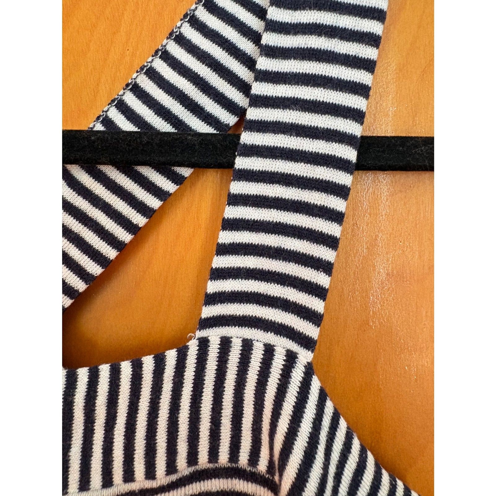 LOFT Striped Sweater Tank XS Black White Cross Back Fitted Stretch Knit Top