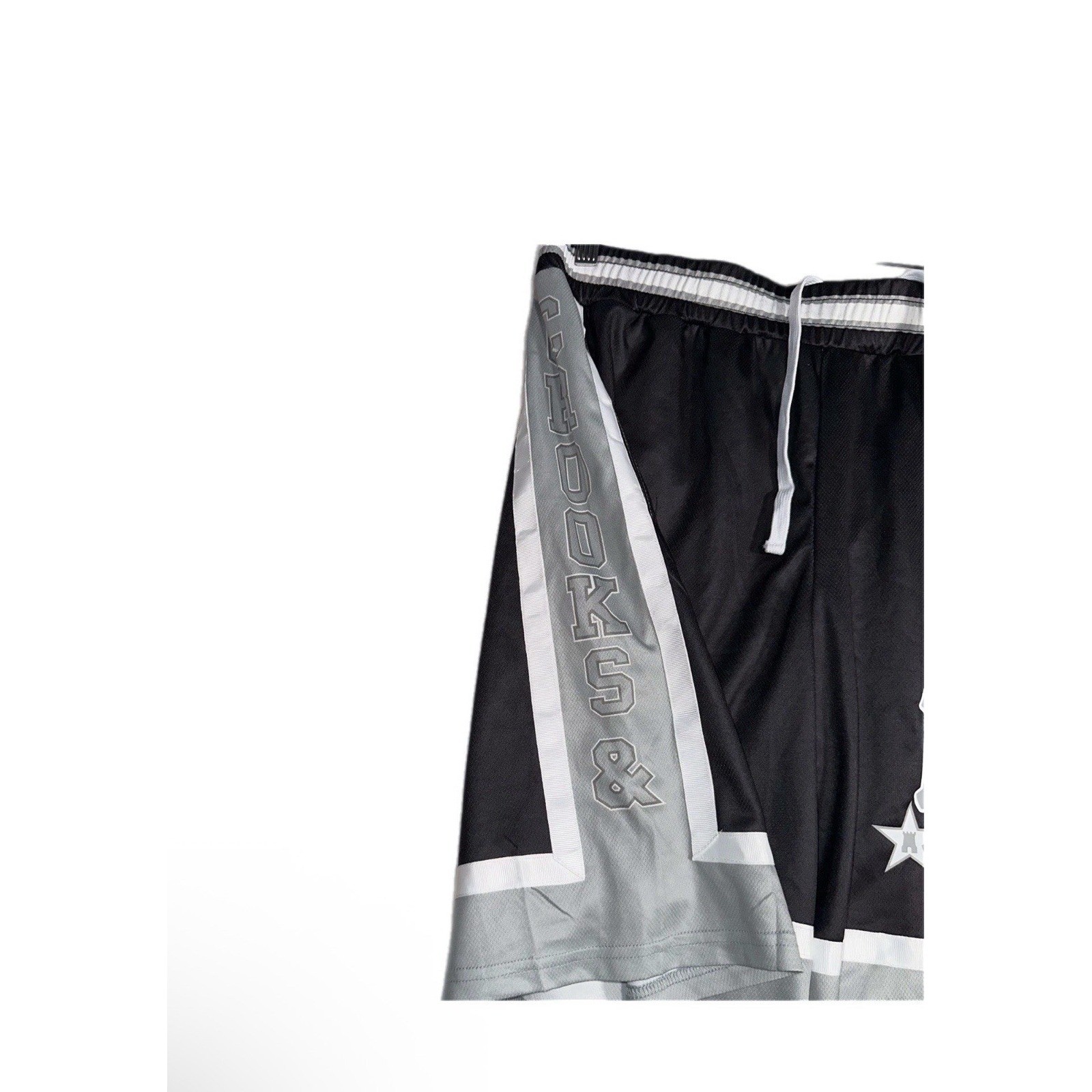 Nordstrom Crooks & Castles Mens NEW Black Mesh Varsity Embroidered Shorts Sz XL