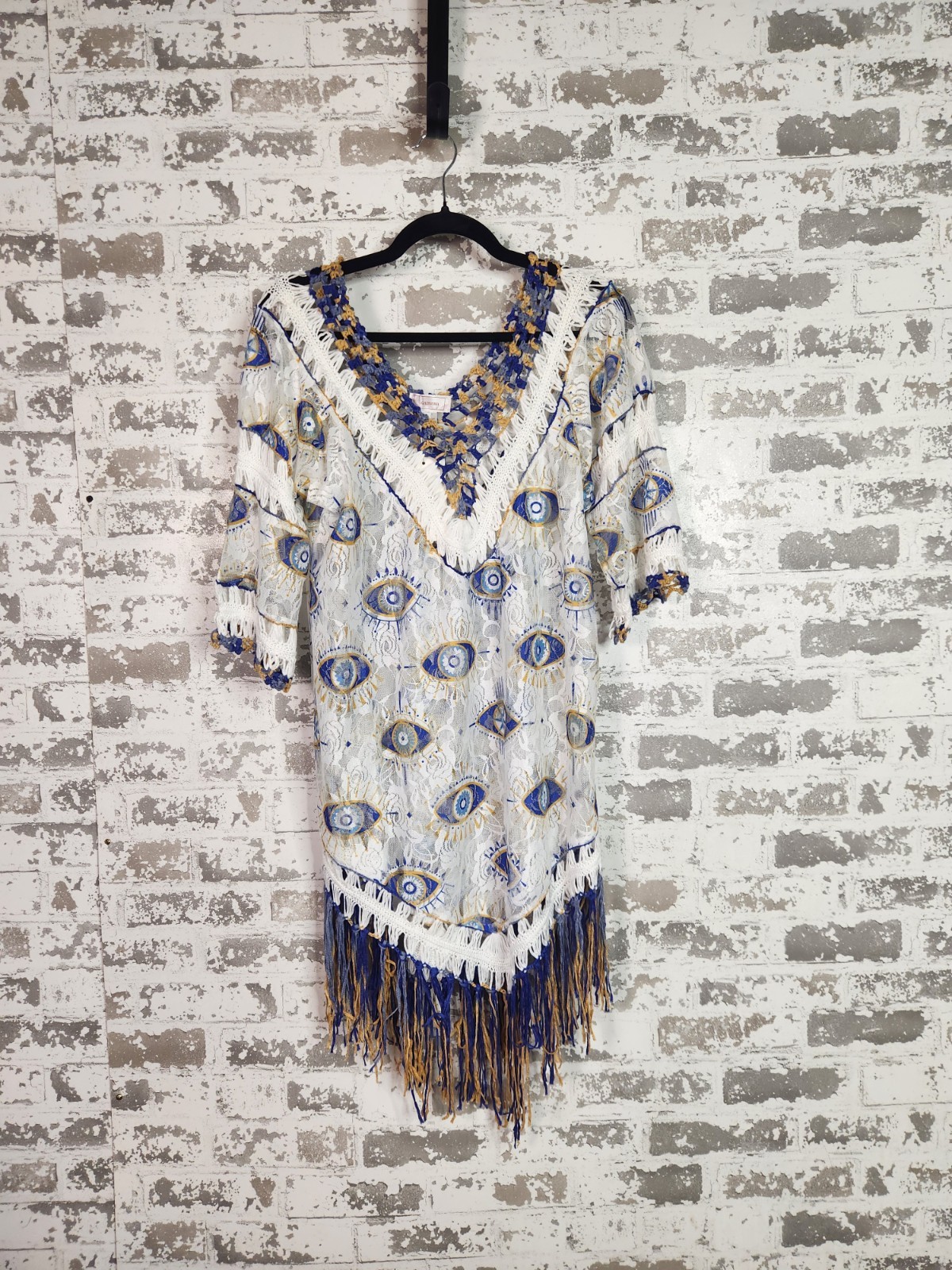 Boho Fringe Crochet Tunic Top Festival Beach Cover Up Celestial One Size