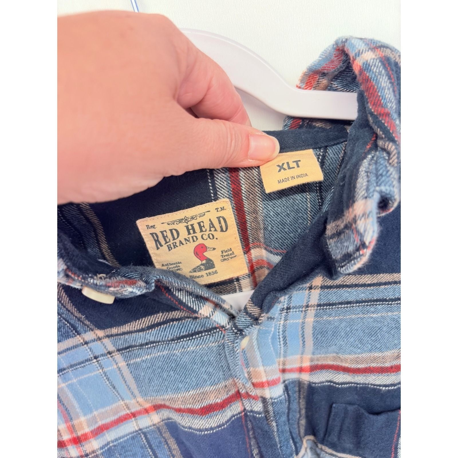 Red Head Heritage Plaid Flannel Shirt Mens XLT Blue Red Workwear Rugged Gorpcore