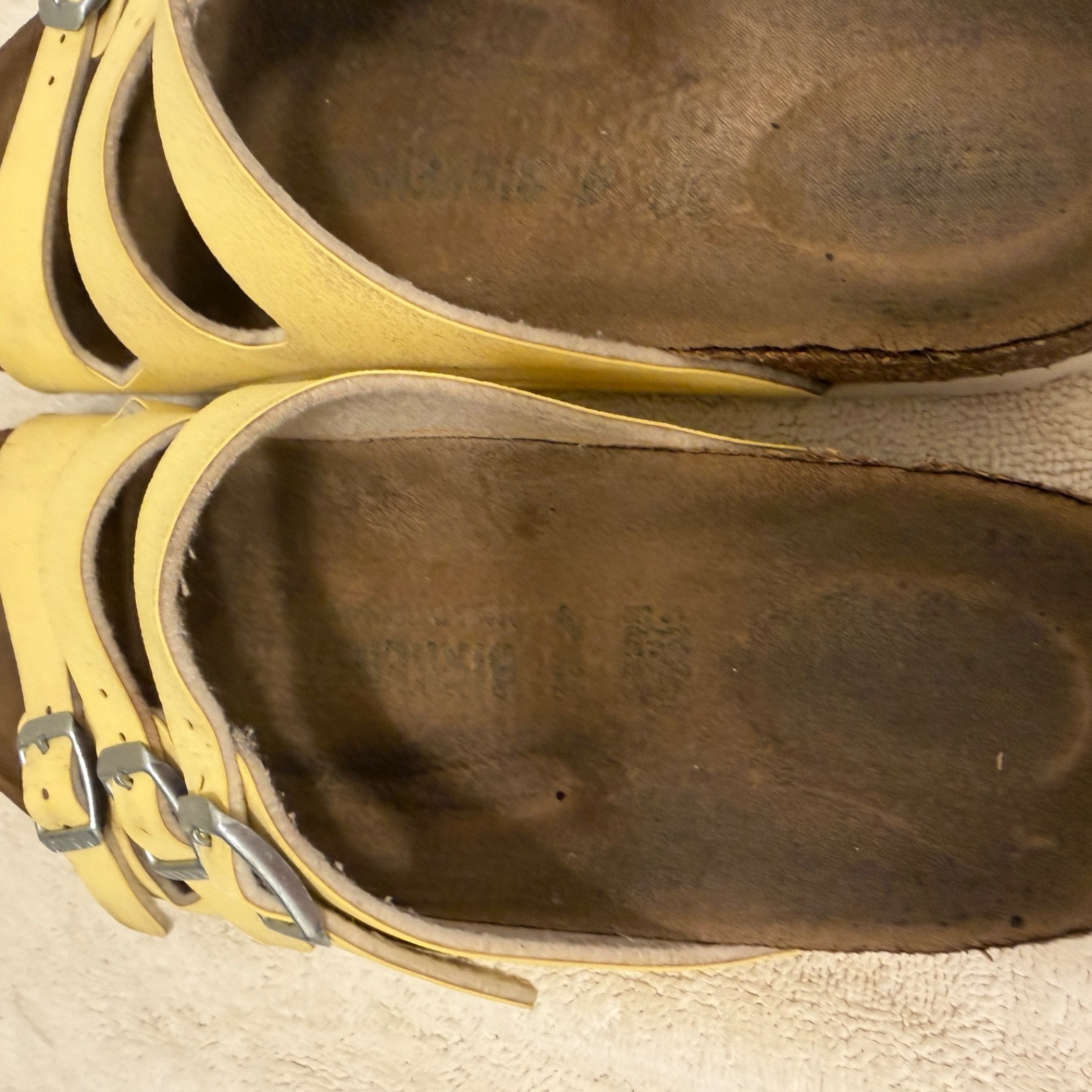 Birkenstock Florida Yellow Triple Strap Sandals Women’s EU 38 US 7-7.5