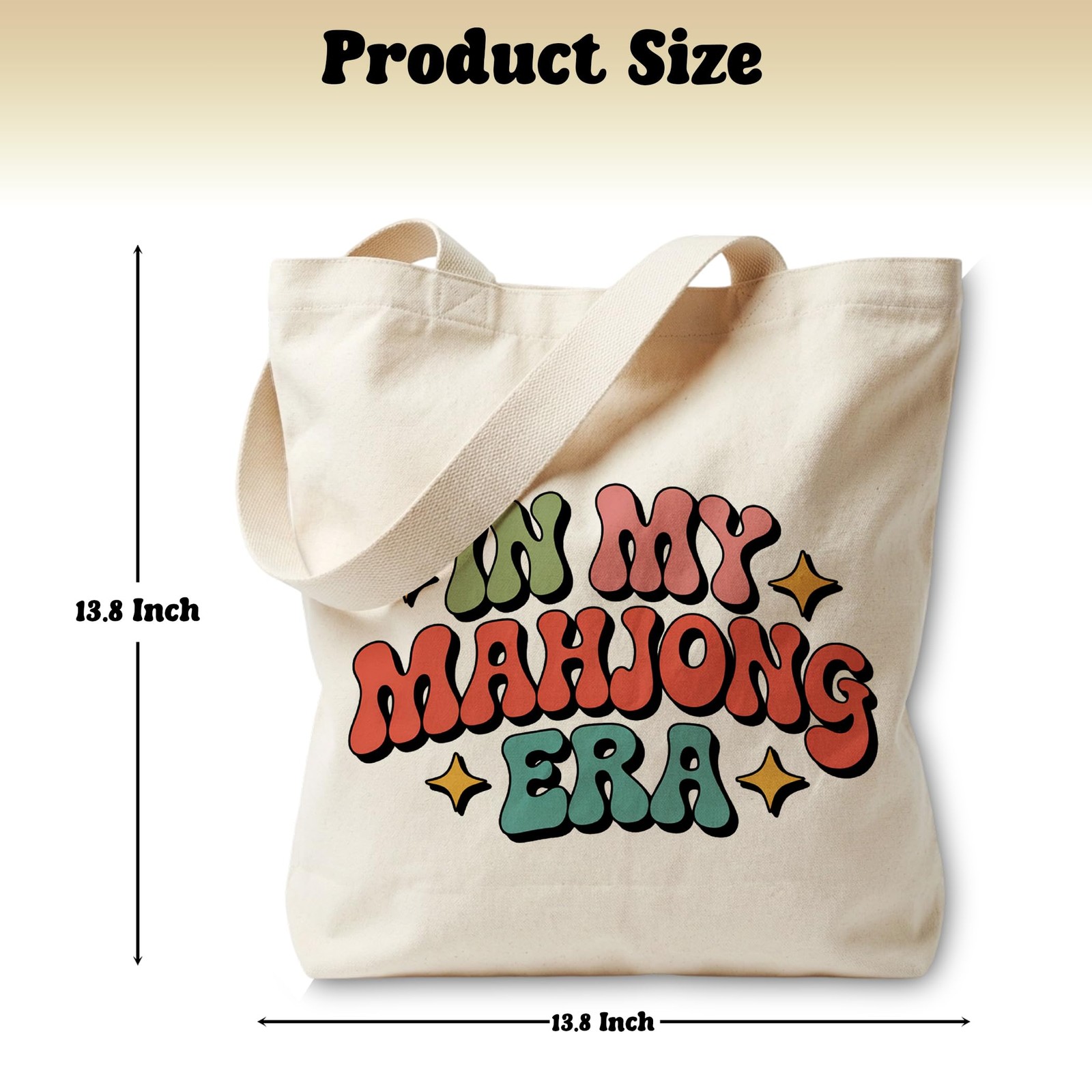 LRYBUD In My Mahjong ERA Tote Bag, Canvas 13.8 x x 0.6 inches, Yellow