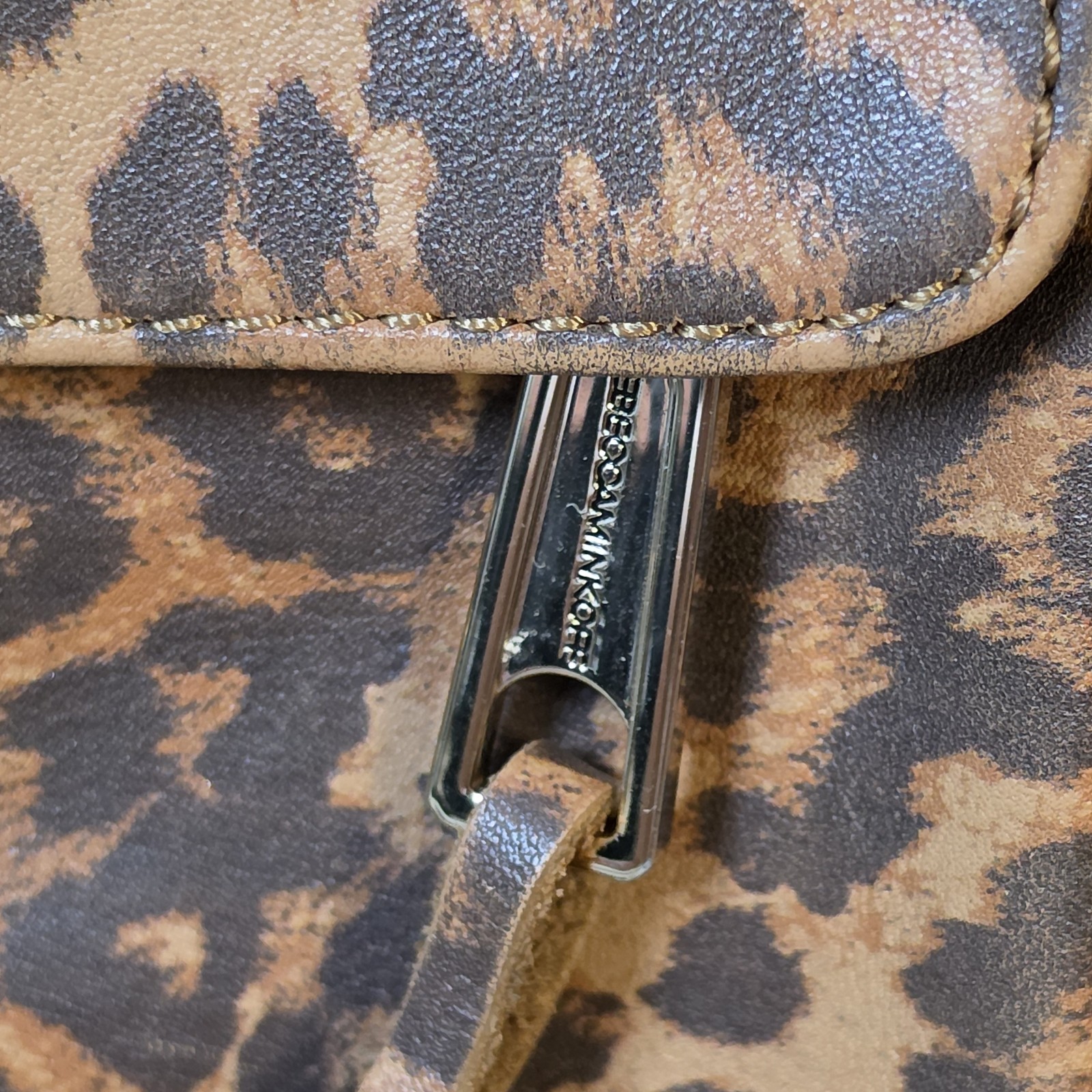Rebecca Minkoff Cheetah Print Mini MAC Crossbody Bag Gold Link Strap
