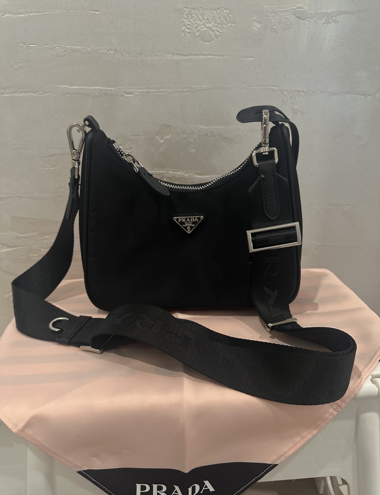 Prada Black Nylon Re-Edition 2005 Shoulder Bag