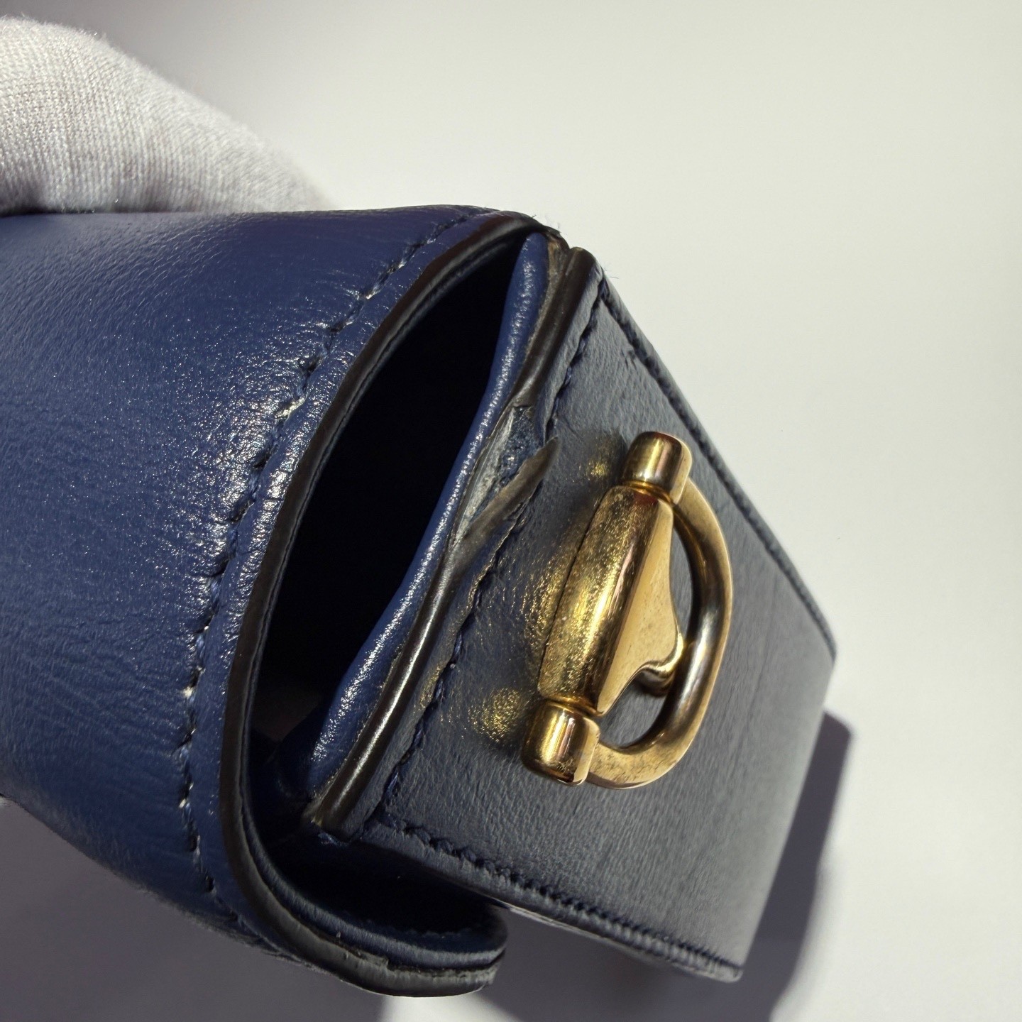 Gucci Pre-Owned Authentic Saddle Bag Navy 20.5*5*14.5 cm
