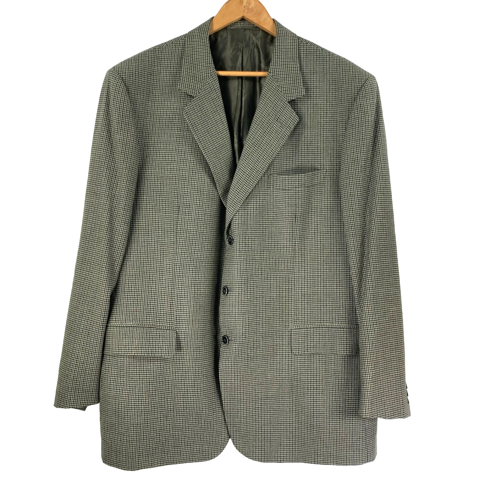 Brioni Traiano Houndstooth Blazer Jacket Mens 58/48R 90% Wool 10% Cashmere Italy