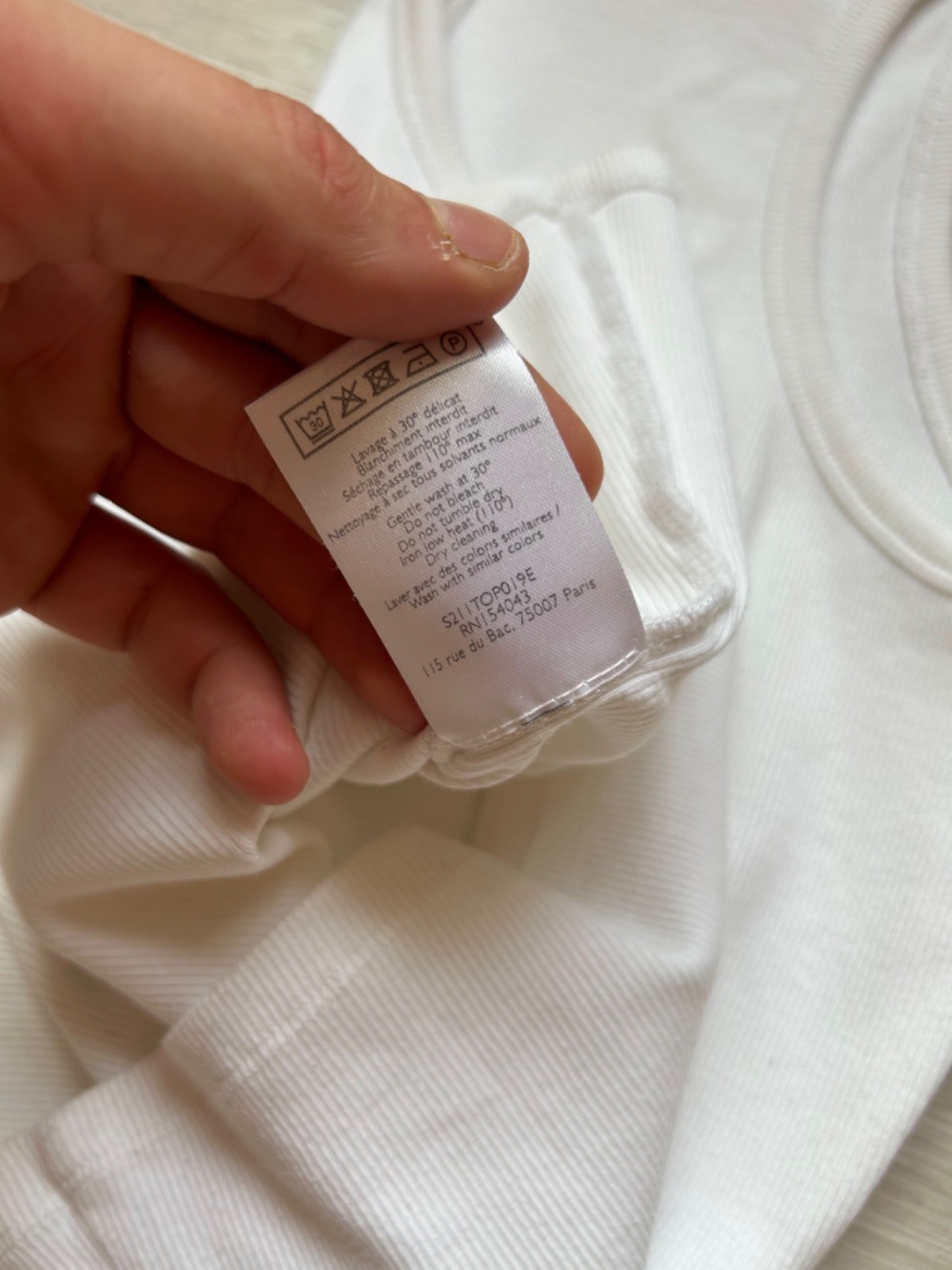SEZANE Paris Marcel White Ribbed Tank Top Halter High Neck Organic Cotton Size M