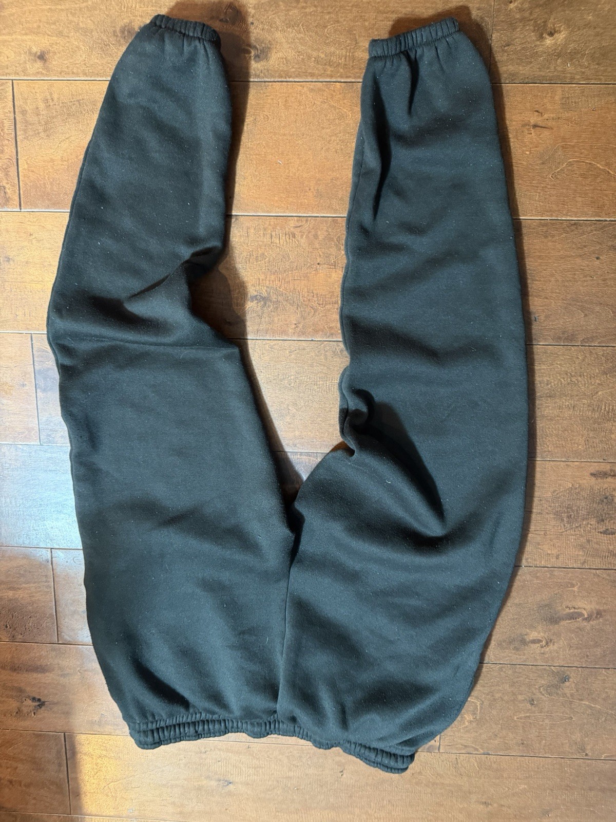 Men’s Black Fleece Cotton Blend Jogger Sweatpants Drawstring Pockets L