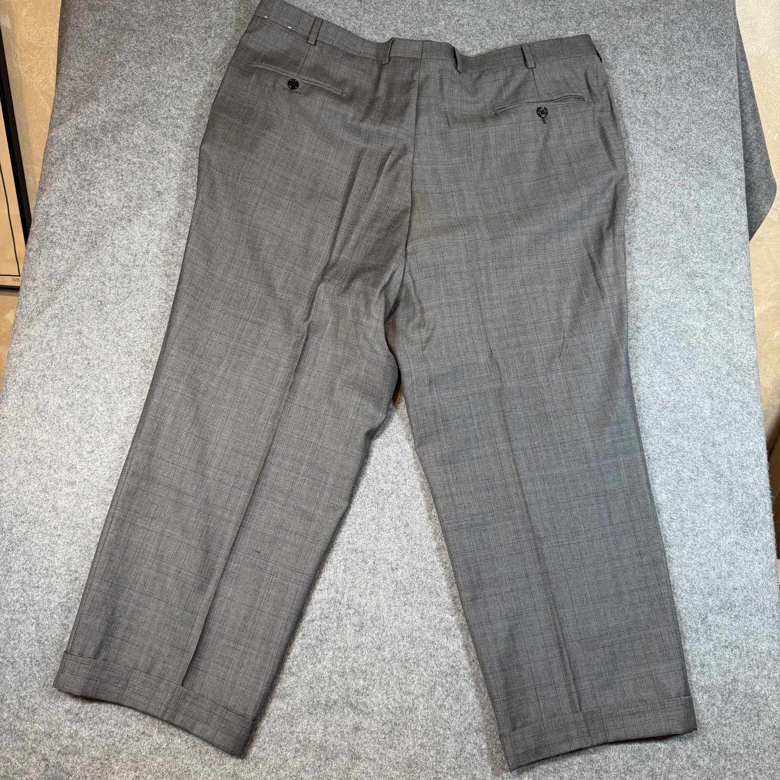 Hickey Freeman Suit Mens 48 42×26 Gray Plaid Wool Loro Piana Super 130s USA