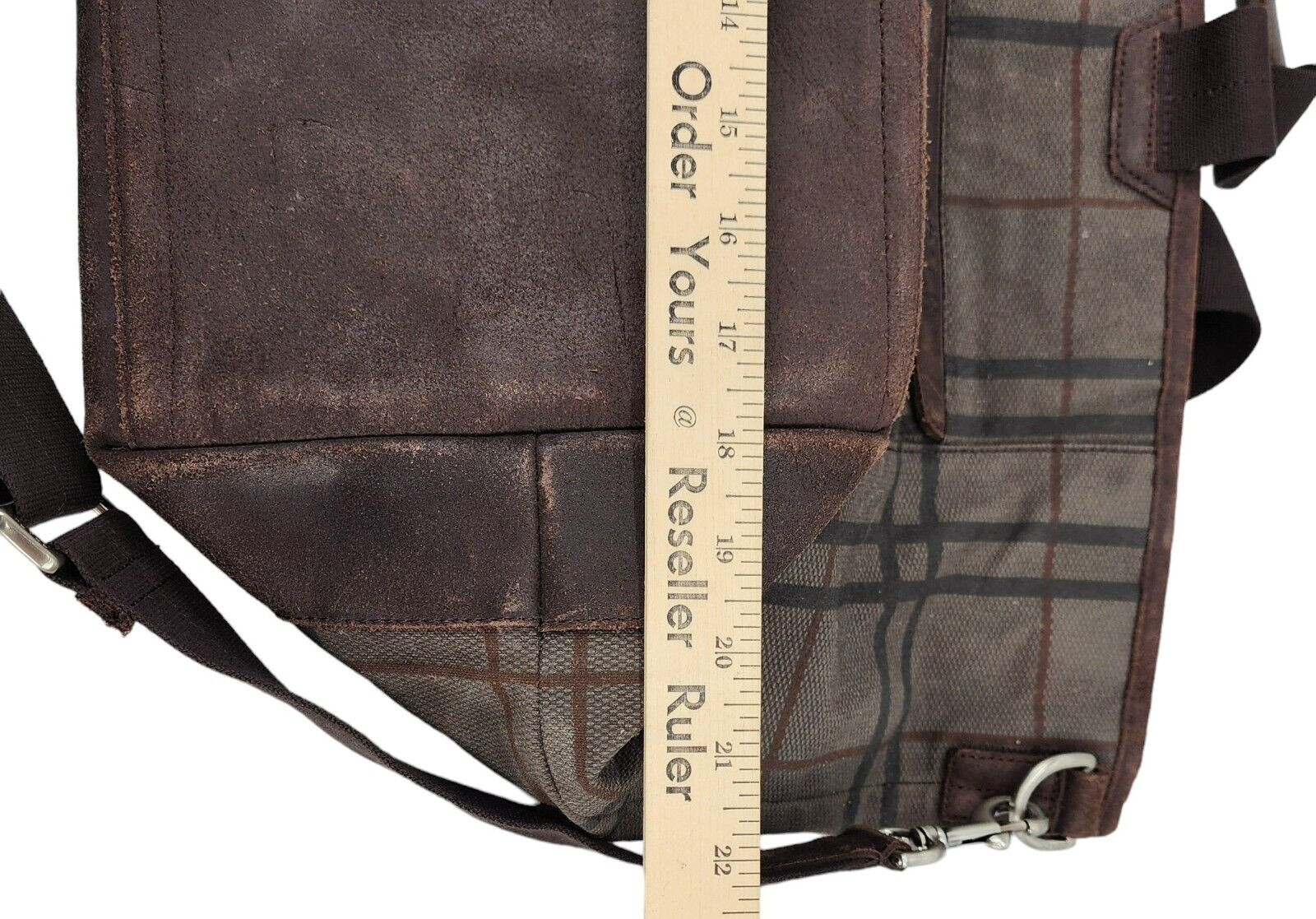 COACH Camden Brown Plaid Fatigue Canvas Tatersall Tote Weekend Travel Bag