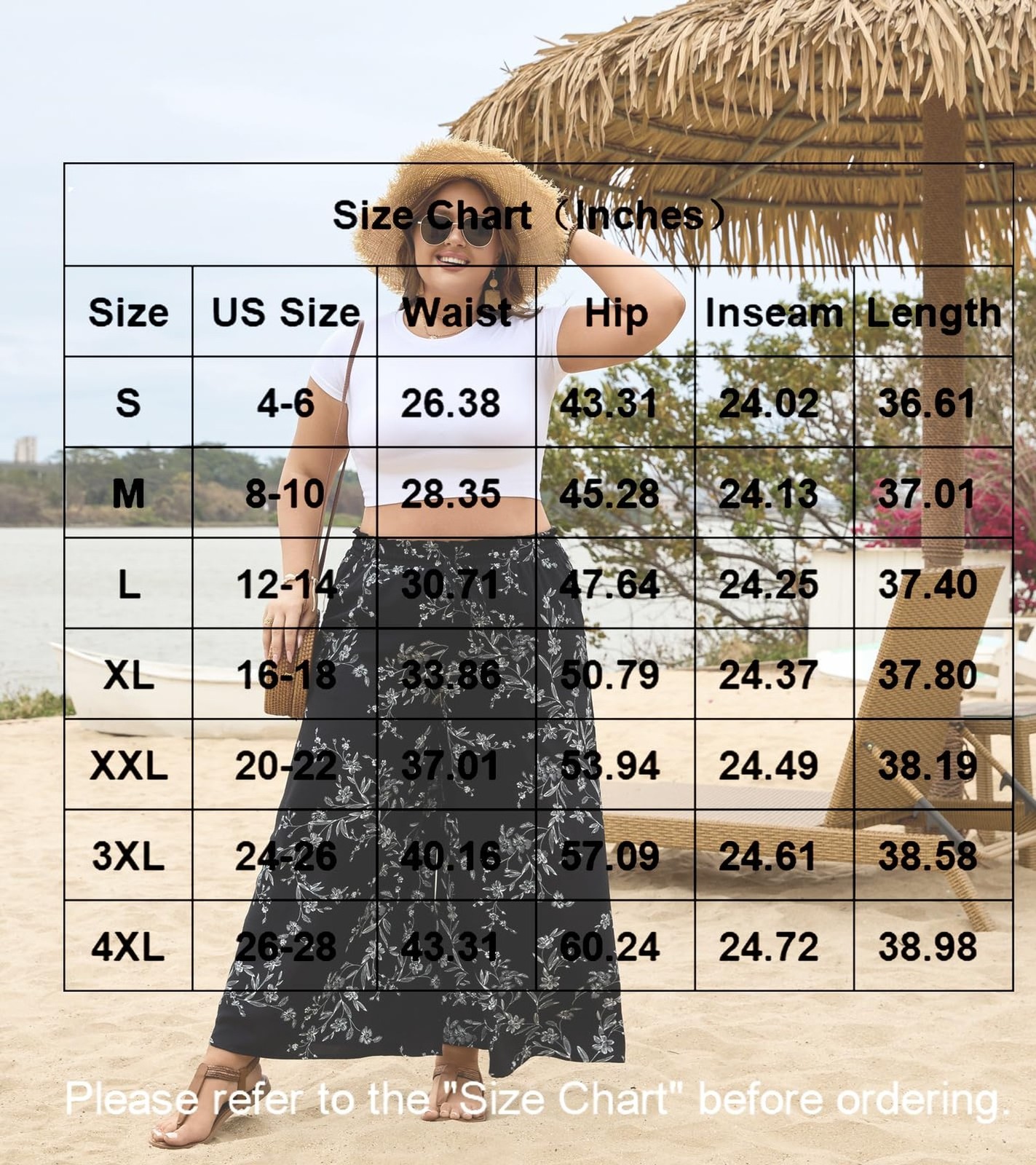 Bestbee Women’s Wide Leg Palazzo Pants Dressy Casual Gaucho Pants Elastic Wai…