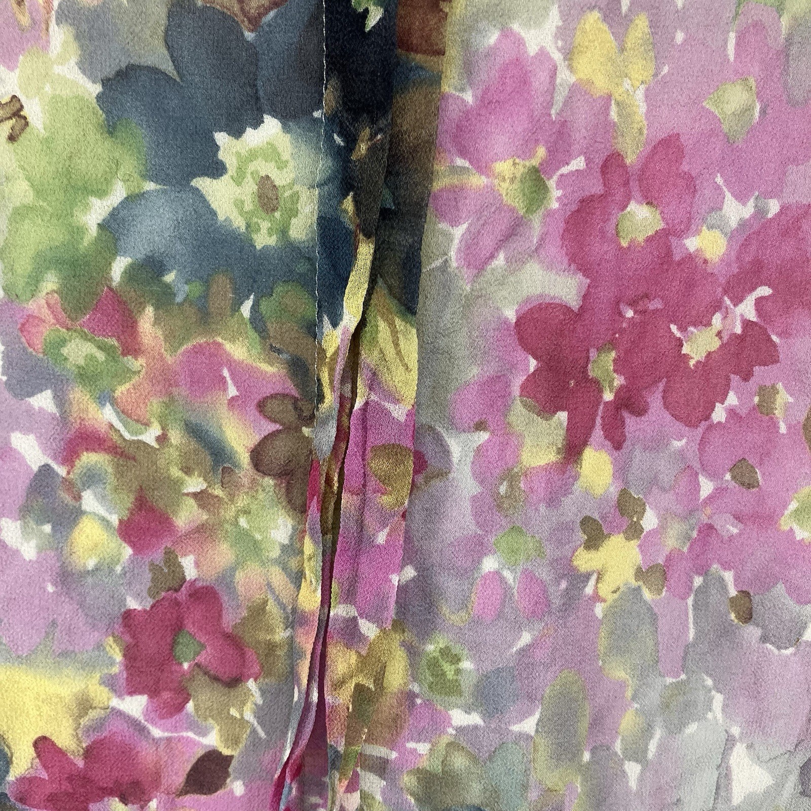 Women’s All Silk Blouse Sz 16 Multicolor Watercolor Floral Abstract Button Down