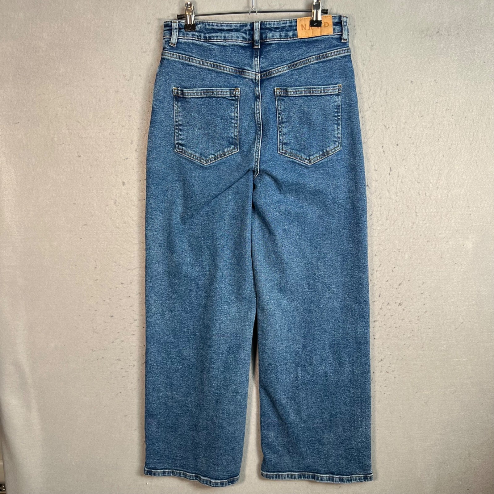 NA-KD Art High-Waisted Straight-Leg Denim Jeans Womens Size 34 Blue
