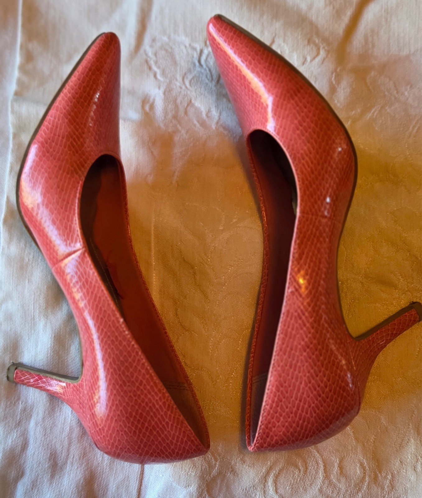Comfort Plus By Predictions Womens Snake Print Pink Pointed-Toe Pumps Size 8