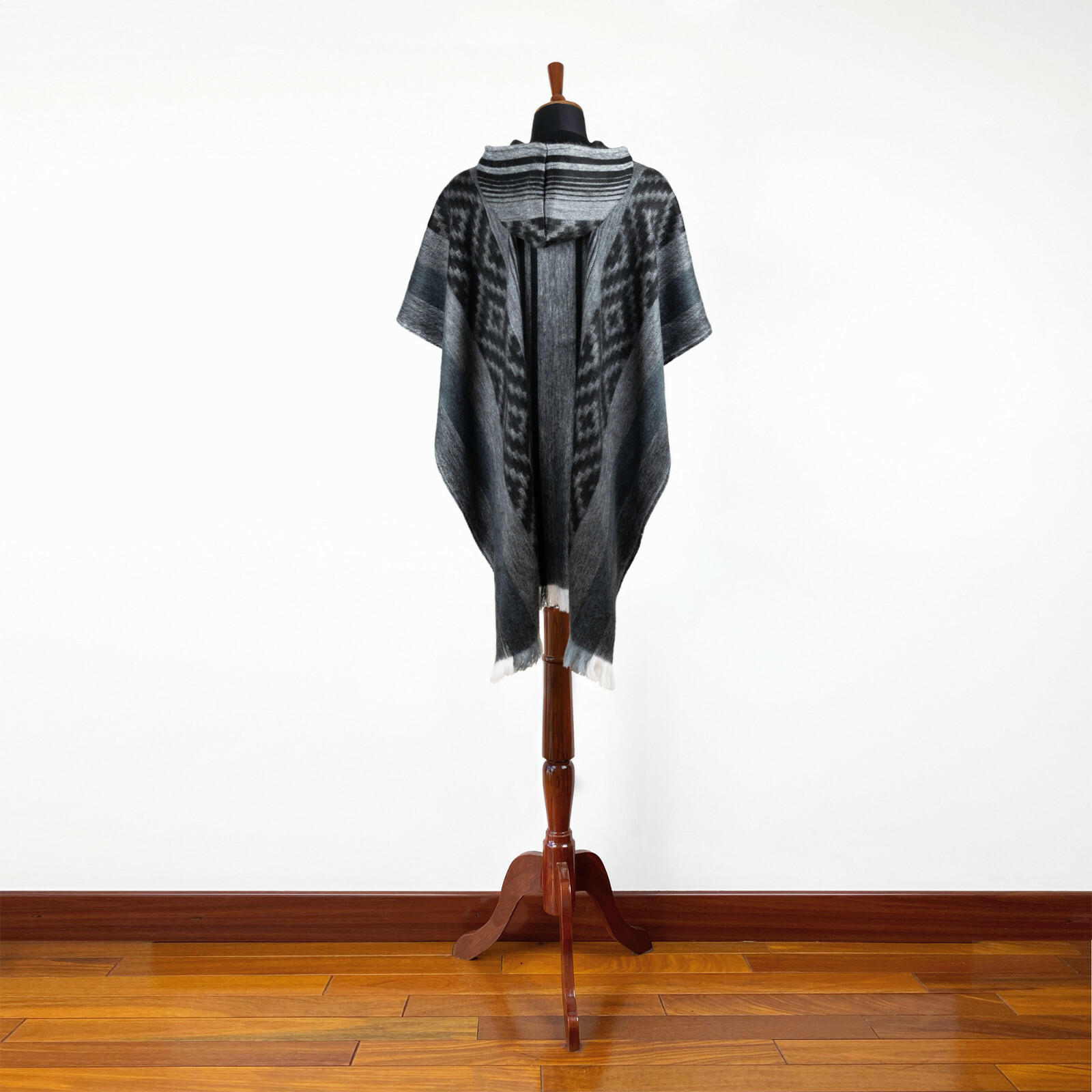 Lightweight BABY ALPACA Wool Hooded Poncho Pullover UNISEX Handmade in Ecuador
